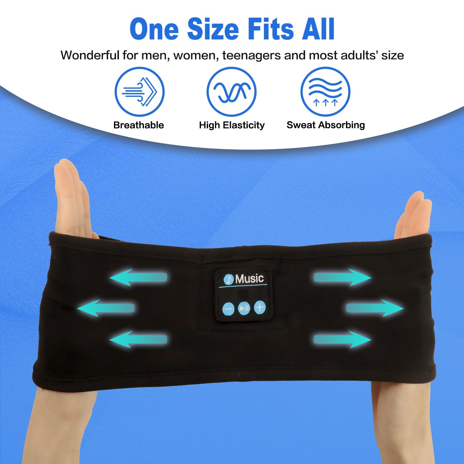 Bluetooth Sleep Headphones Wireless Sports Headband - Ultra-Thin HD Stereo Speakers with Bluetooth 5.2 for Sleeping, Workout, Jogging, Yoga, Meditation | Perfect for Night Use, Travel & Relaxation