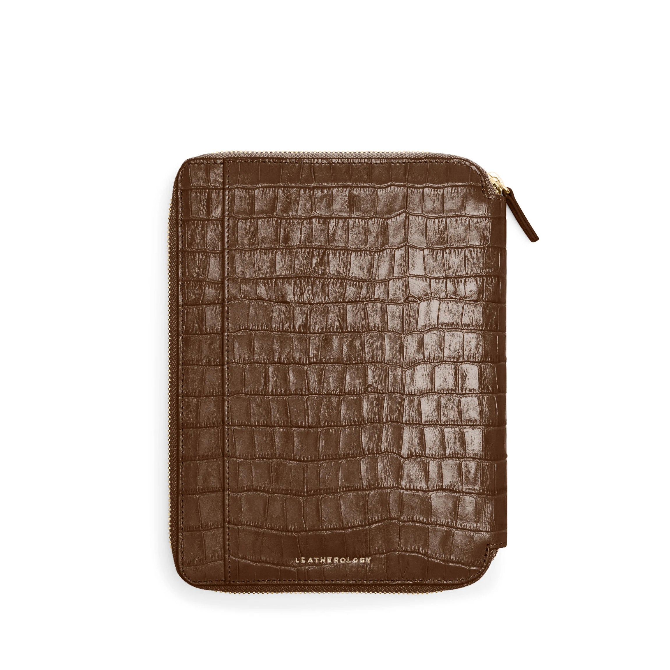 B5 Composition Notebook - Zippered Journal with Cocoa Croc Cover - Perfect for School, Office & Travel Note Taking