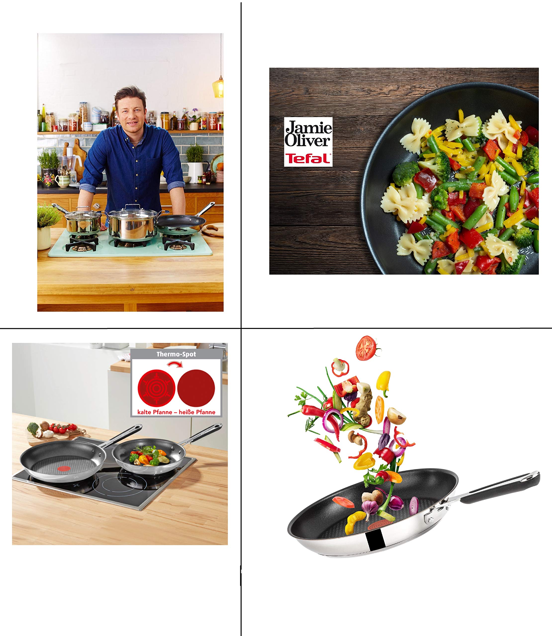 Tefal Jamie Oliver Induction Wok Pan 28cm - Nonstick Dishwasher Safe Cookware with Slip-Resistant Handle, Compatible with All Stovetops (Silver) - Perfect for Stir-Frying, Sautéing & Asian Cooking