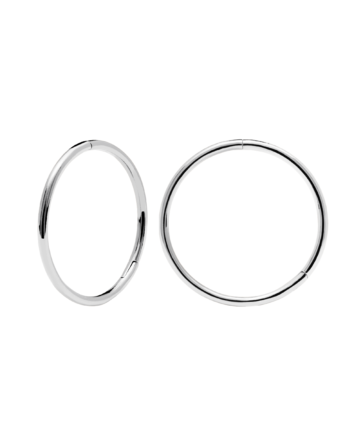 GRID White Gold Essential Medium Hoop Earrings for Women - Classic Everyday Jewelry for Work, Date Night & Special Occasions