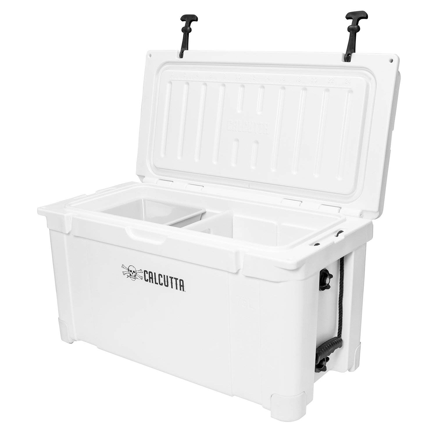 Calcutta Hard Cooler - 5-Day Ice Retention Insulated Outdoor Ice Chest | 75L Portable Cooler for Fishing, Boating, Camping & Tailgating | Heavy-Duty Travel Drink Cooler with Drain Plug & Built-in LED Light | Perfect for Beach Trips, RV Adventures & Backyard BBQs