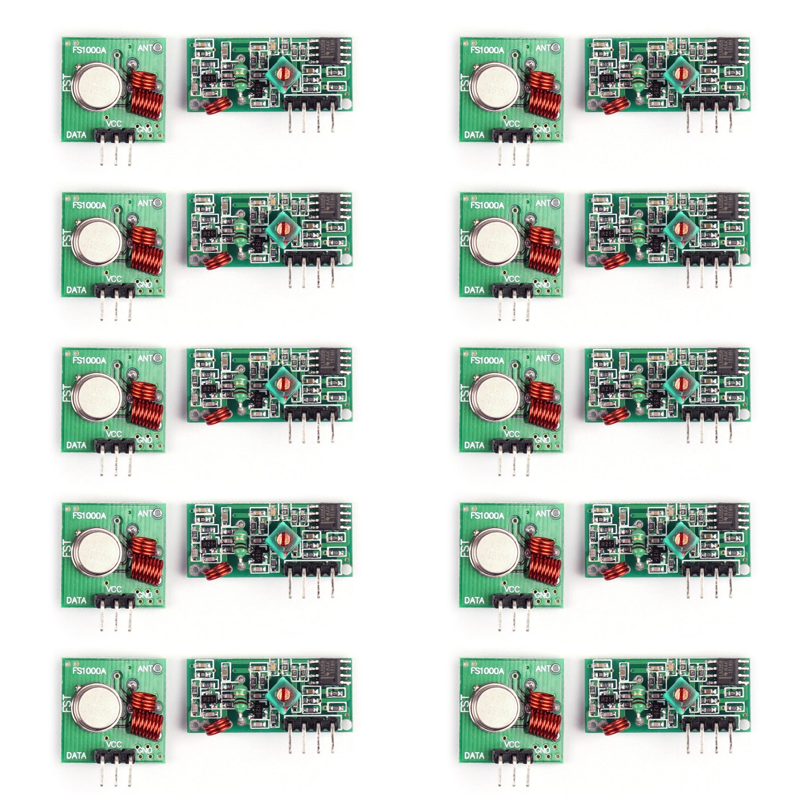 10-Pack 315MHz Wireless Transmitter and Receiver Kit - Long Range RF Remote Control Module for Home Automation, Car Alarm Systems & DIY Electronics Projects