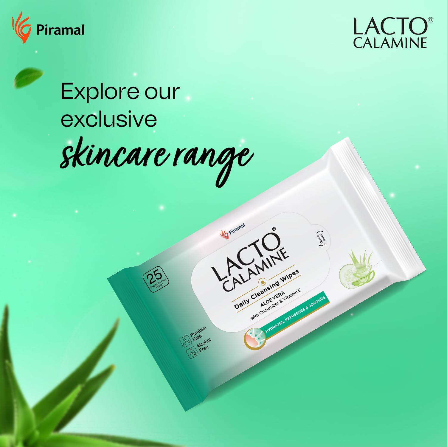 Lacto Calamine Daily Cleansing Facial Wipes - Pack of 3 (75 Wipes Total) | Aloe Vera, Cucumber & Vitamin E Infused Makeup Remover Wipes | Hydrating, Refreshing & Soothing Face Cleansing Wipes | Paraben-Free, Alcohol-Free | Perfect for Travel, Gym & Daily Skincare Routine