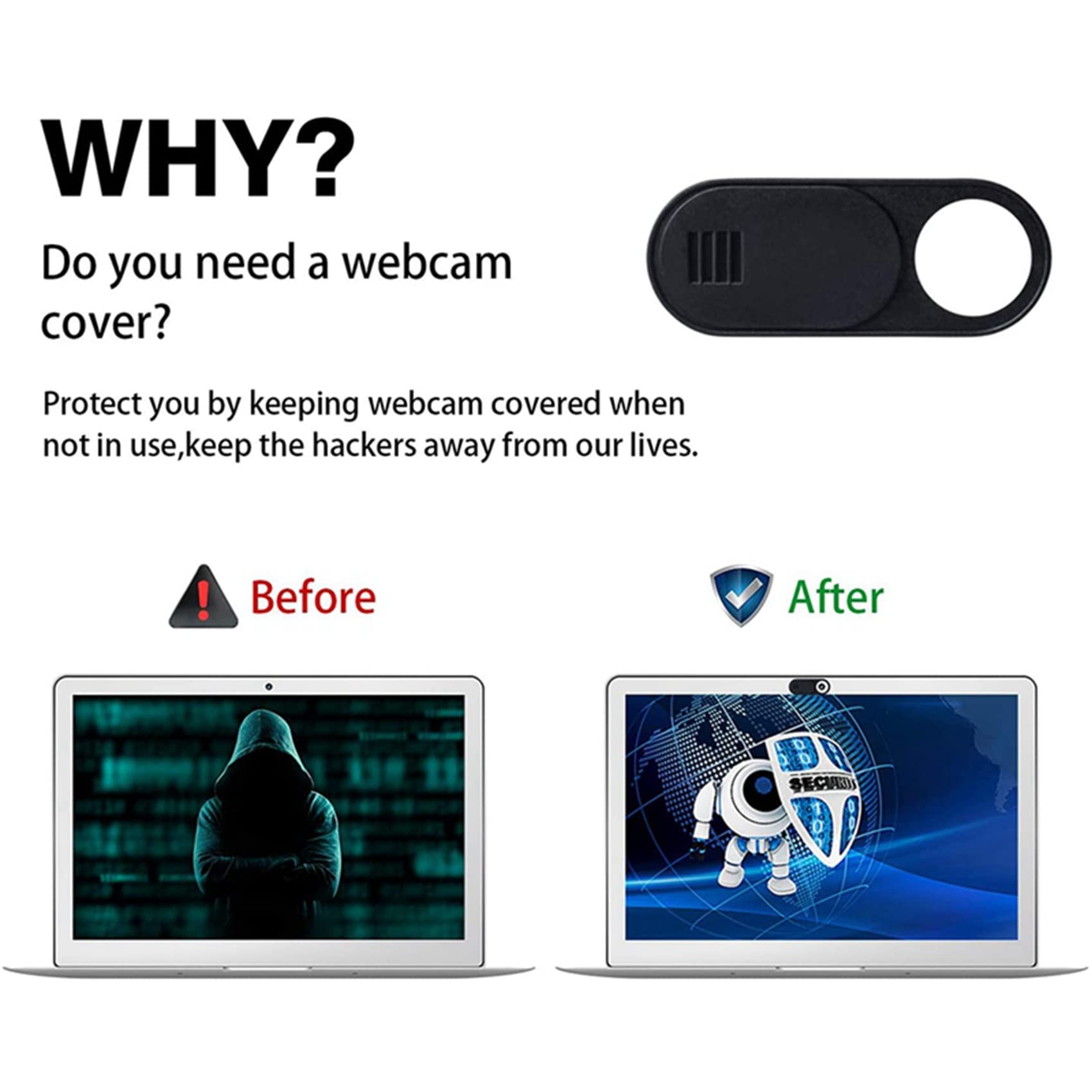 Goufride 24-Pack Ultra Thin Web Camera Cover Slide for Laptop, PC, Computer - Black | Privacy Protection for Home Office, Online Meetings, and Remote Work
