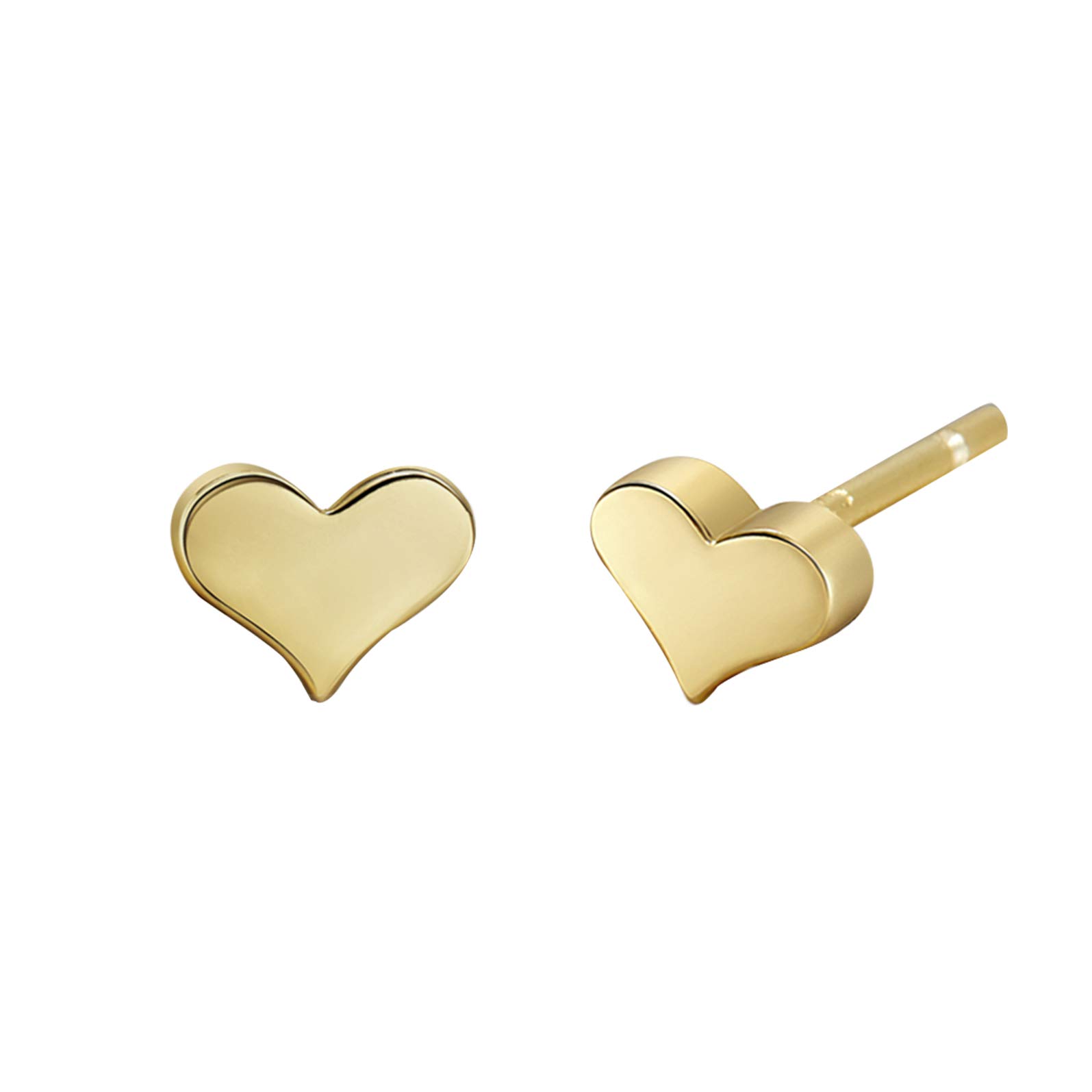 S.Leaf Sterling Silver Stud Earrings for Women - 14K Gold Plated Tiny Heart Earrings, Dainty Minimalist Jewelry for Everyday Wear | Perfect Gift for Her, Valentine's Day, Anniversary & Special Occasions