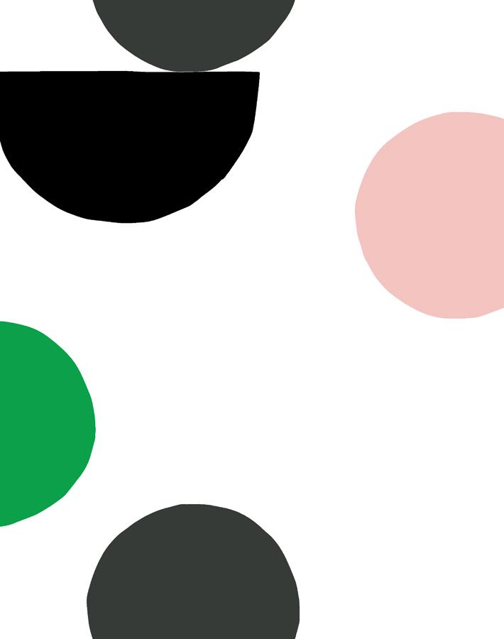 Clare V. Mid Century Dots Wallpaper - Charcoal & Pink Retro Design | Perfect for Living Room, Bedroom or Office Decor