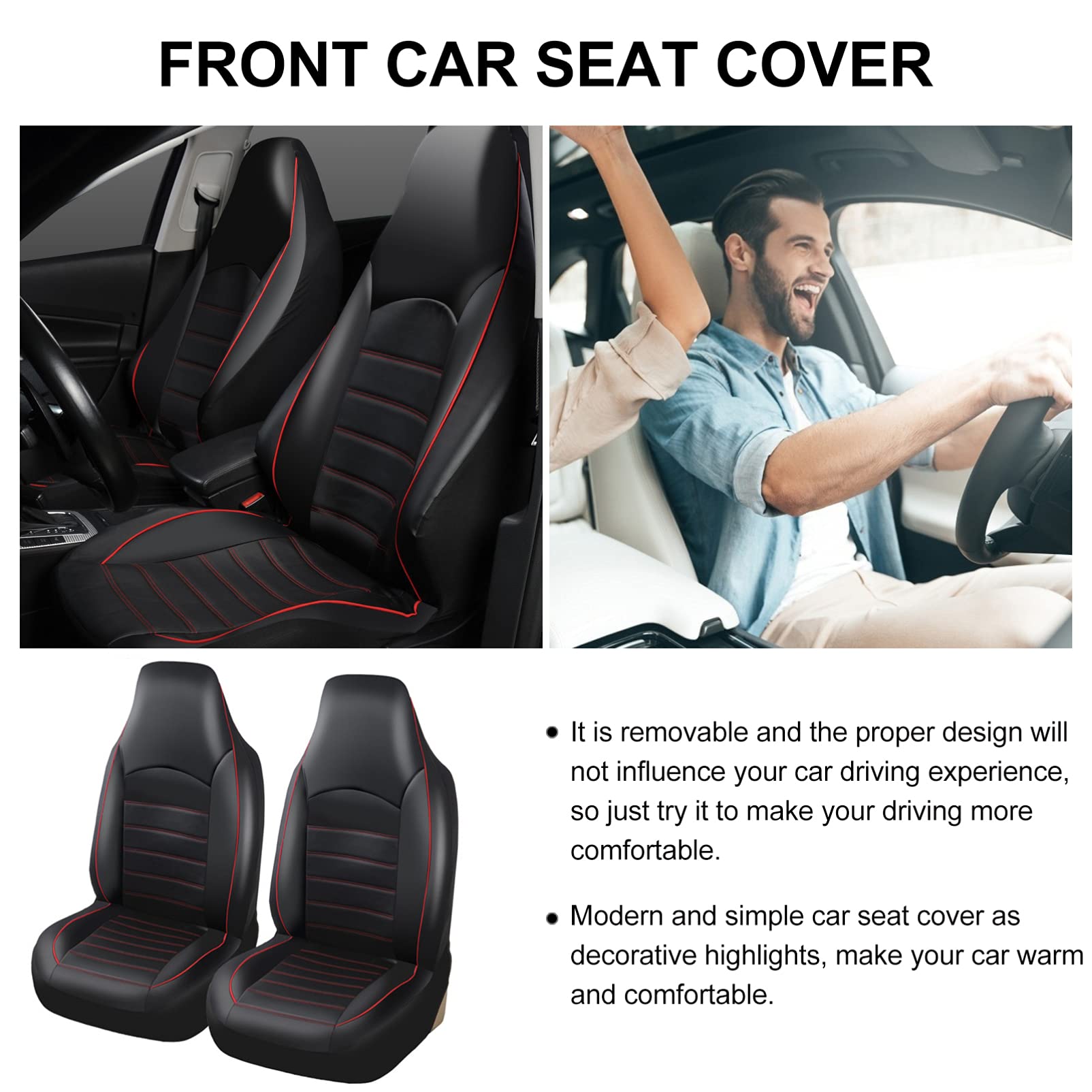 FAVOMOTO 2-Pack Premium Car Seat Protectors - Waterproof & Non-Slip Auto Seat Covers for Cars, SUVs, Trucks - Universal Fit Front Seat Protector for Pets, Kids, Spills (Black) - Perfect for Road Trips, Family Travel & Daily Commute