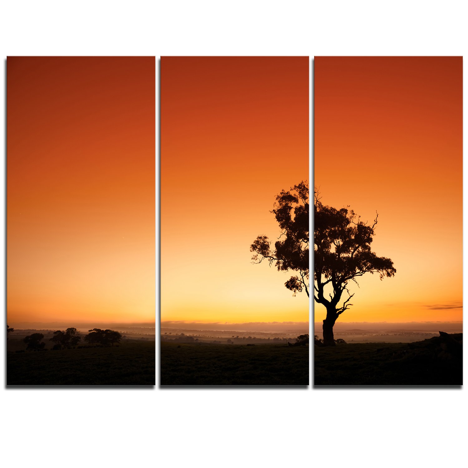 Extra Large Sunrise Landscape Wall Art with Lonely Tree - Modern Home Decor for Living Room, Bedroom & Office