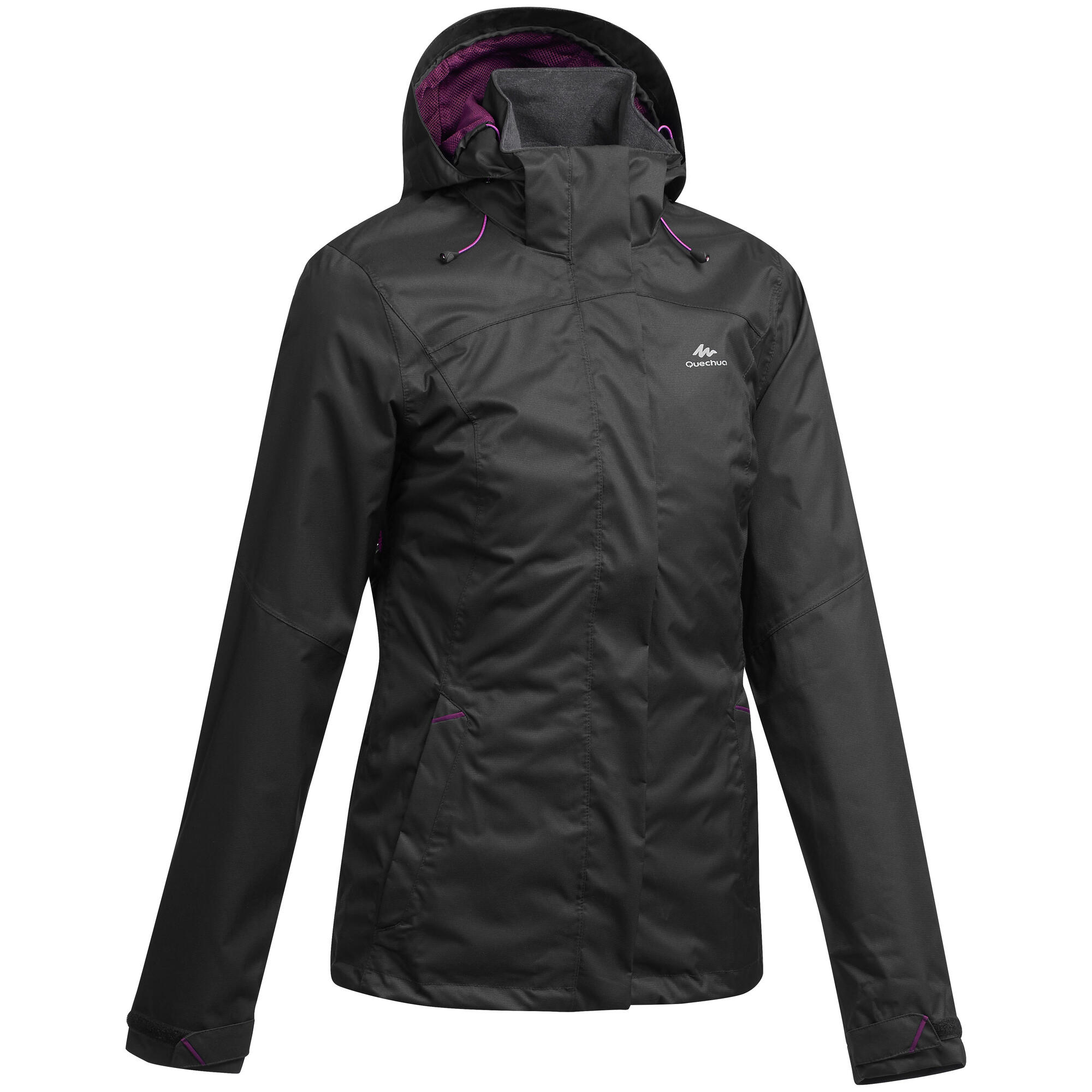 Quechua Women's Waterproof Hiking Jacket MH100 - Lightweight Windproof Outdoor Coat for Mountain Trekking & Camping Adventures