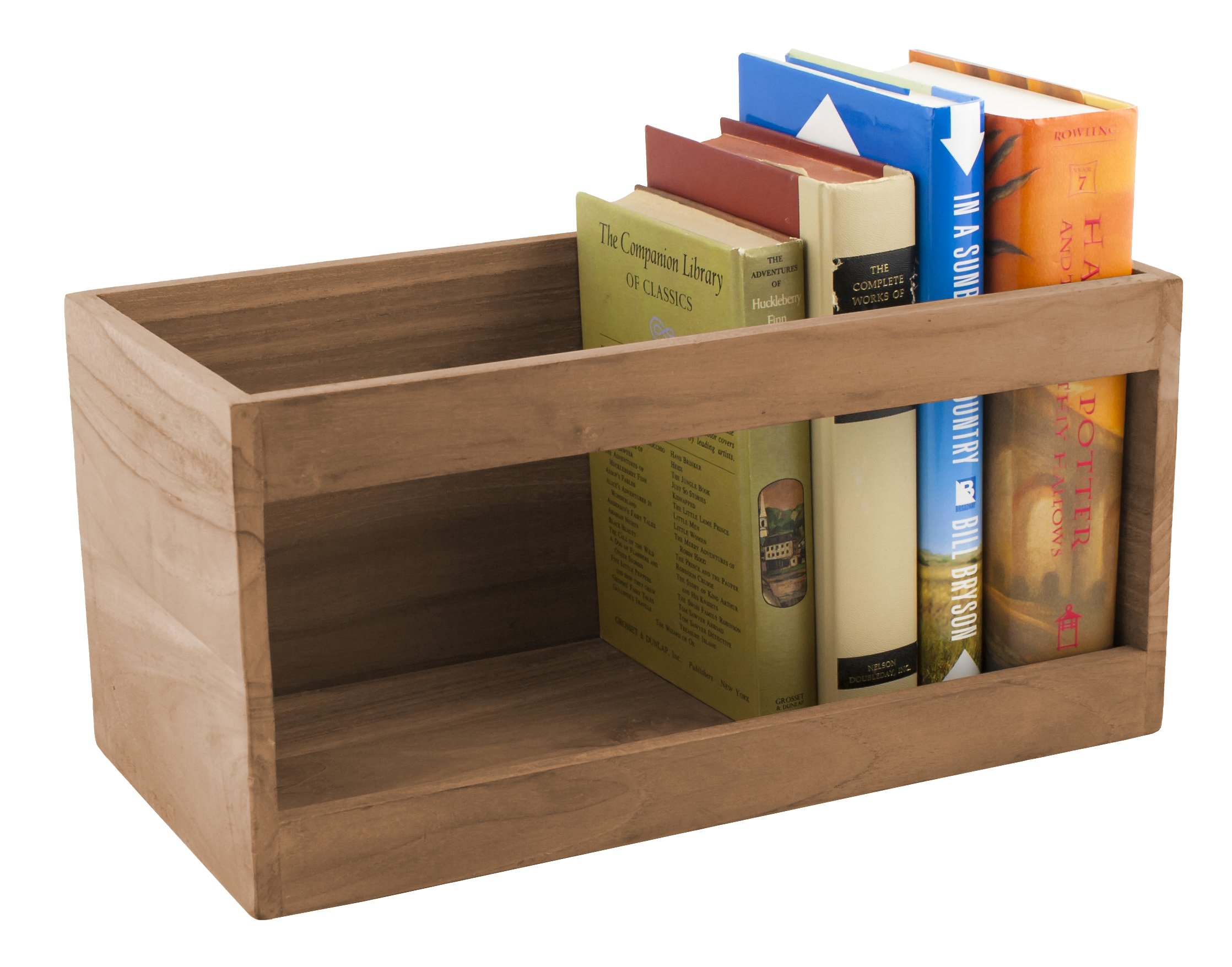 SeaTeak 62512 Premium Hardcover Book Rack - Solid Wood Book Display Shelf for Home, Office & Library - Perfect for Organizing Novels, Textbooks & Decorative Books