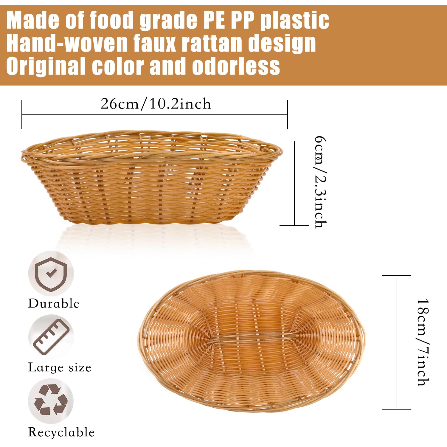 16-Pack Plastic Oval Baskets - Small Food Storage Containers for Fruits, Bread & Vegetables | Perfect for Kitchen Organization, Party Serving & Gift Packaging | Durable Multipurpose Display Bins for Home & Commercial Use