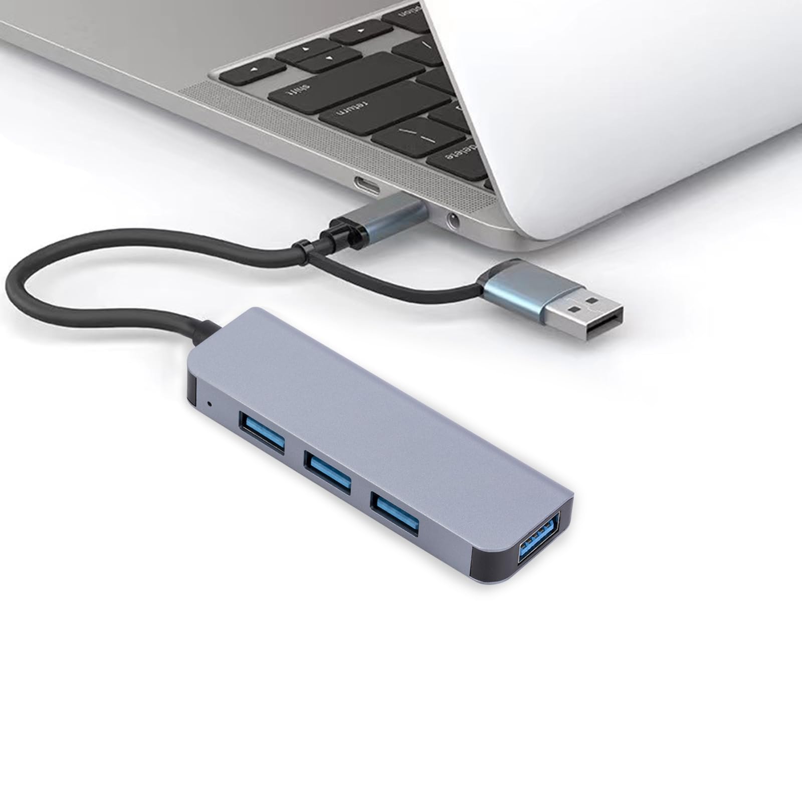 MLWSKERTY USB C Hub with 4 Ports - Multi-Port USB Adapter for Smartphones, Laptops & Nintendo Switch - Compact USB Dongle for Home Office, Travel & Gaming Accessories