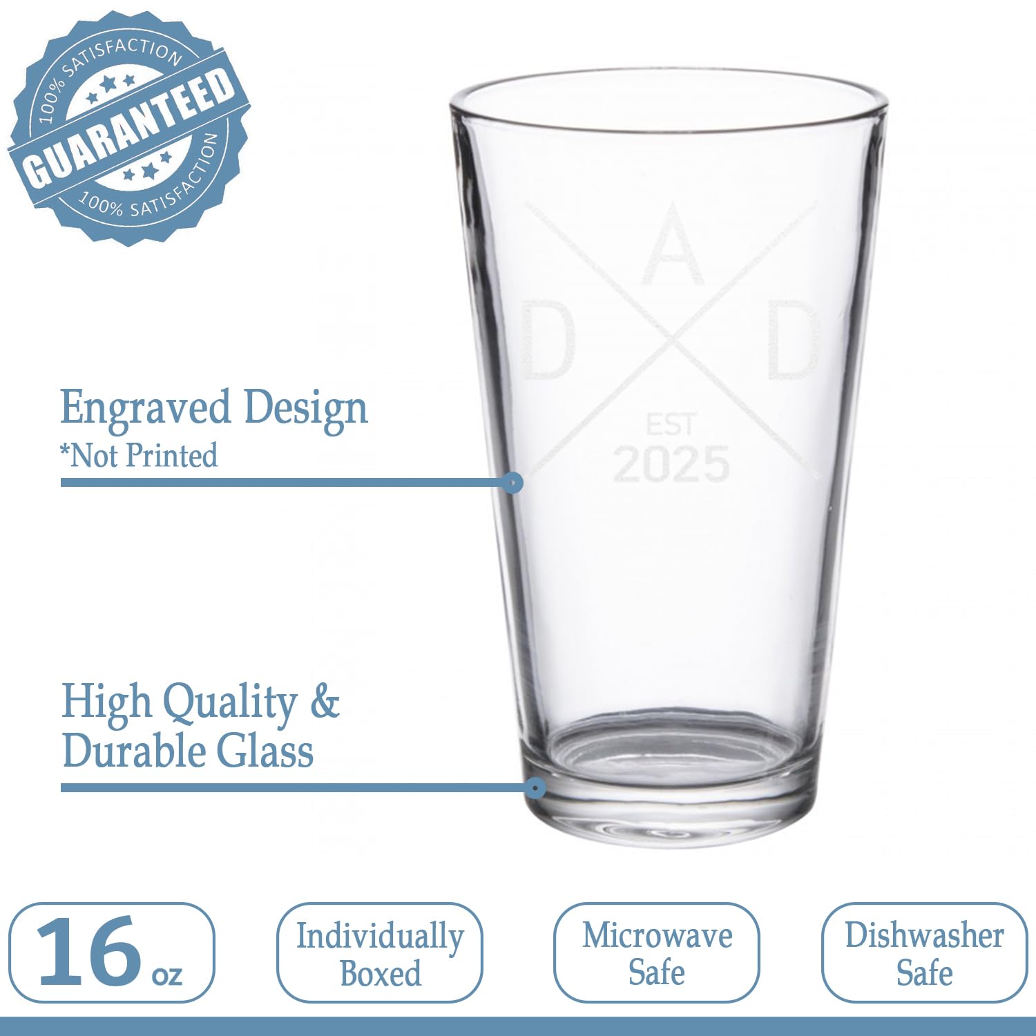 2025 Established Dad Pregnancy Announcement Beer Pint - First Time Father Gift for New Dads - Perfect for Baby Reveal Parties & Father's Day Celebrations