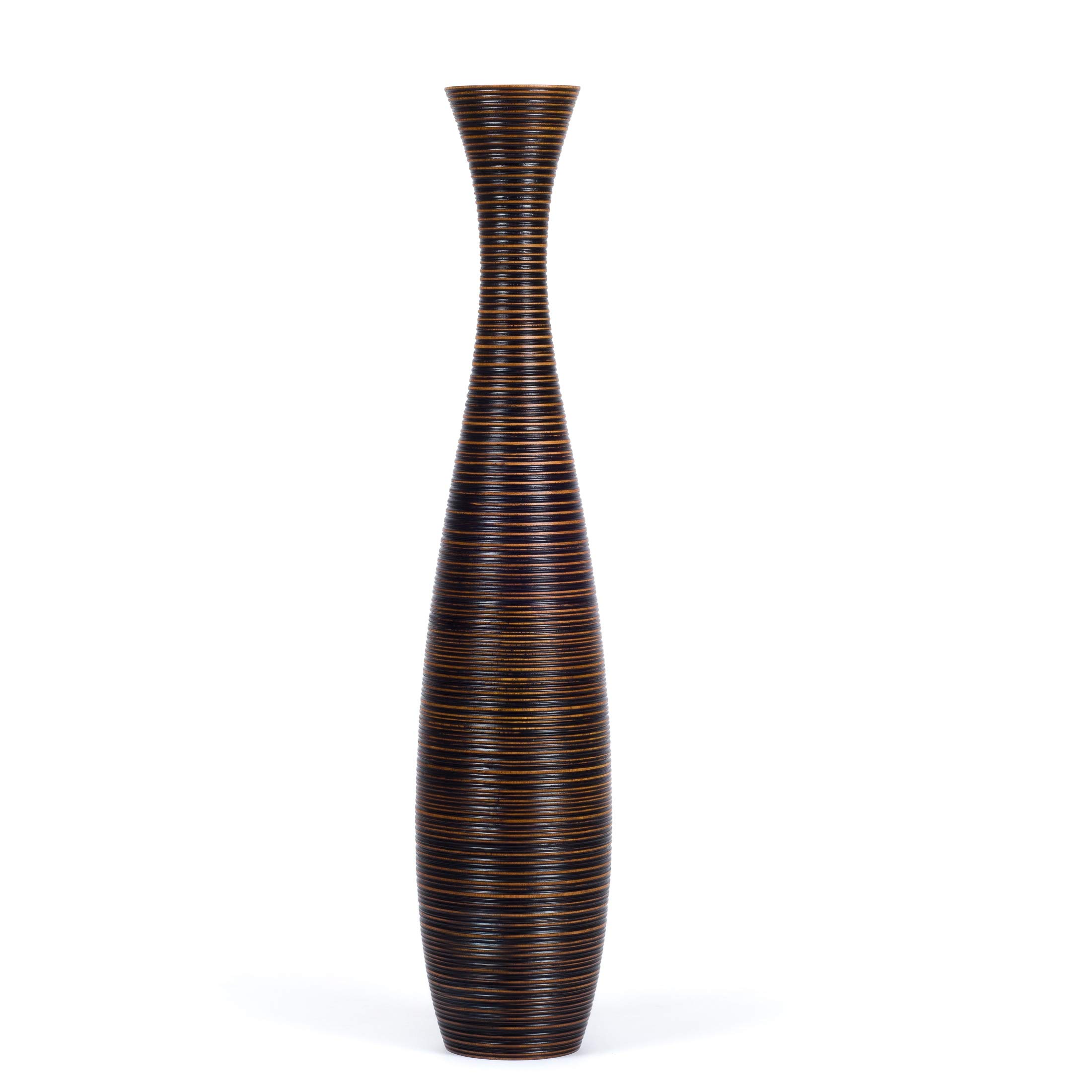 Leewadee 41 Inch Large Brown Wooden Floor Vase - Farmhouse Decor for Flowers, Fake Plants & Pampas Grass - Perfect for Living Room, Entryway & Wedding Centerpieces