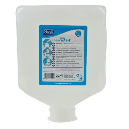 Deb Clear Foam Hand Wash Cleanser - 2 Litre Refill Bottle | Antibacterial Foaming Soap for Kitchen, Bathroom & Office | Gentle on Skin