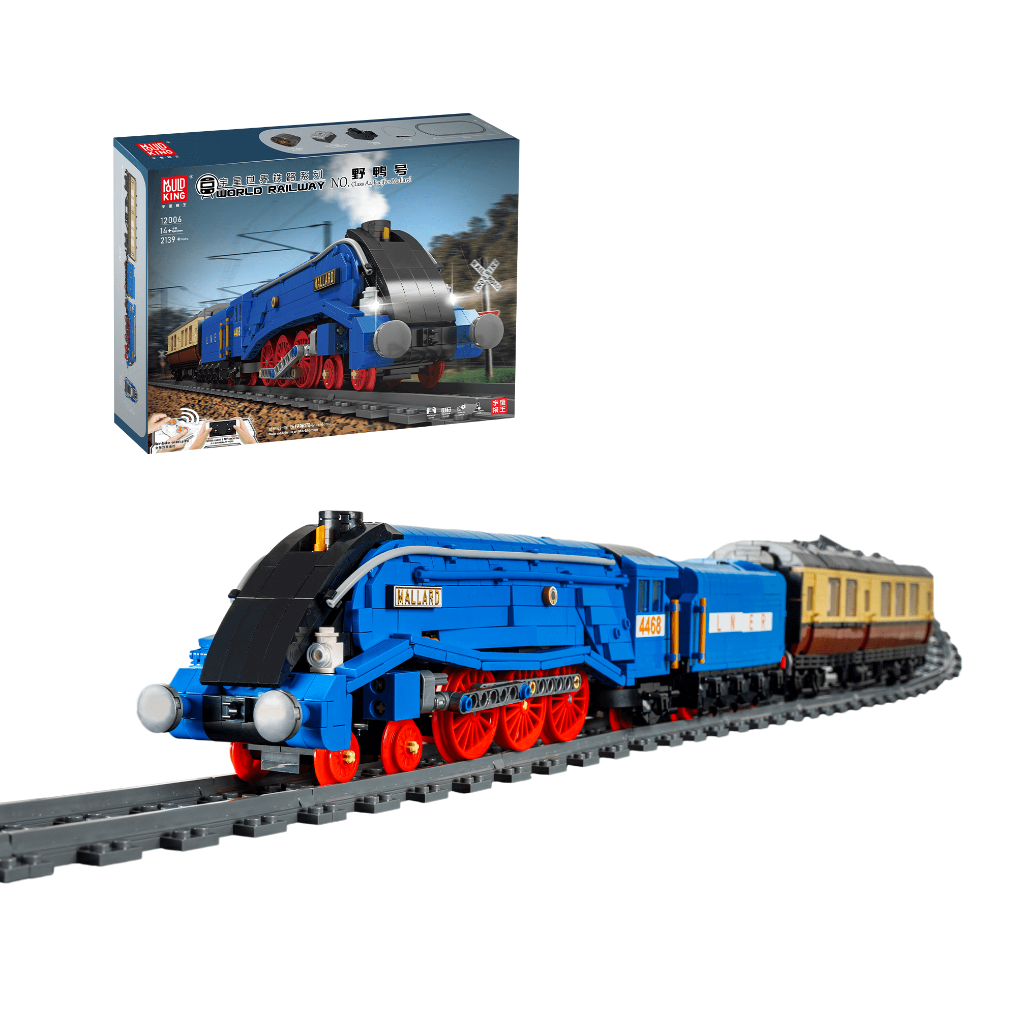 MOULD KING 12006 Class A4 Pacific Mallard Steam Locomotive Building Set - 2,139 Piece Model Train Kit for Adults & Collectors | Perfect for Display, Gift & Railway Enthusiasts
