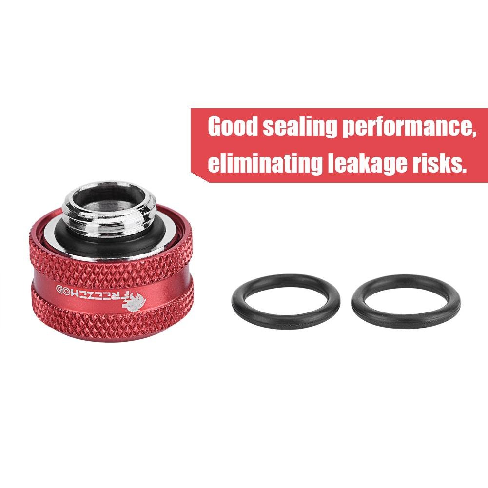 4Pcs Brass PC Water Cooling Fittings with Triple-Layer Sealing Rings for 16mm OD Acrylic Tubes - Computer Liquid Cooling System Accessories (Red) - Perfect for Custom Gaming PC Builds & High-Performance Cooling Setups