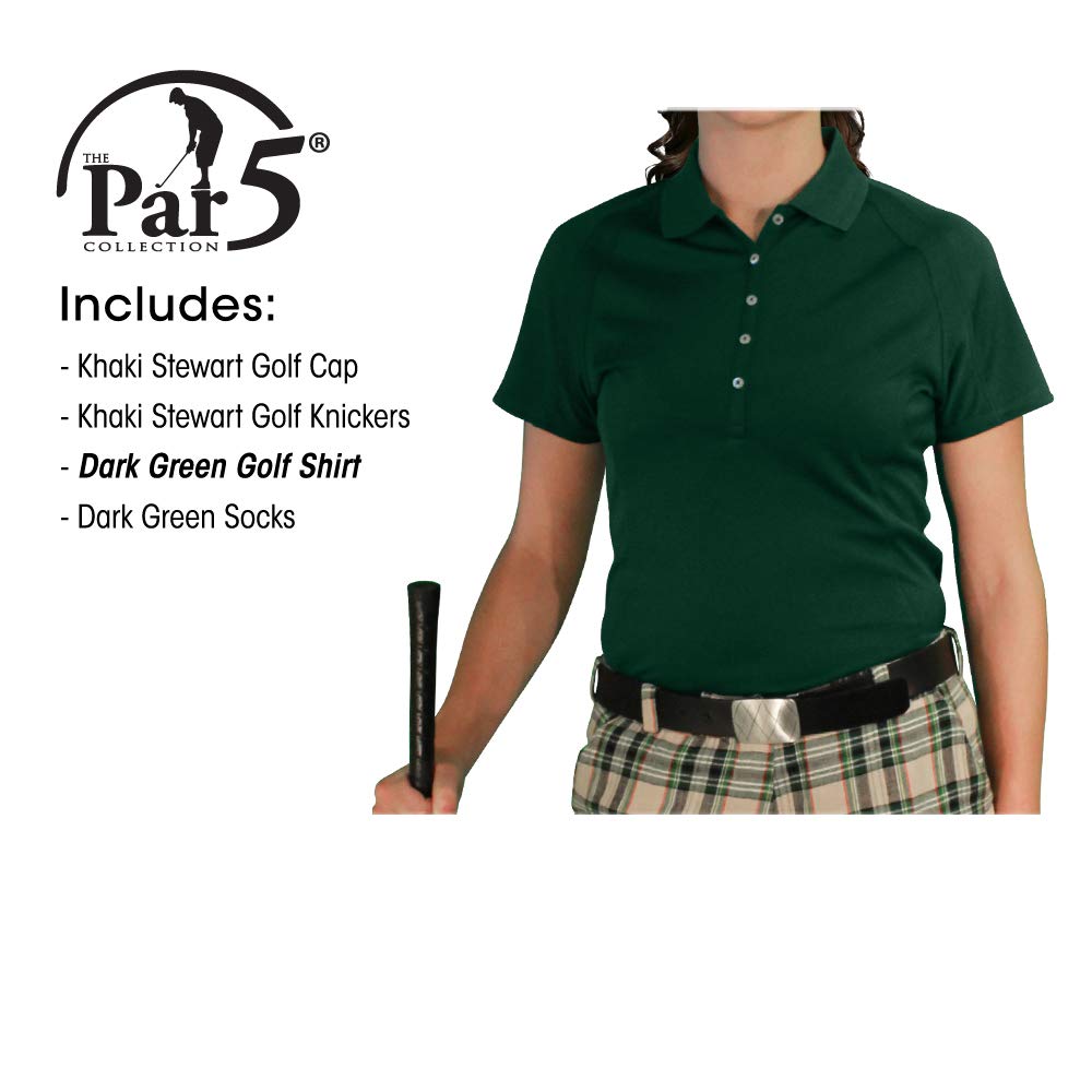 Khaki Stewart Women's Golf Outfits - Stylish Dark Green Polo & Skirt Set for Ladies - Perfect for Golf Tournaments, Country Club Events & Summer Outdoor Activities