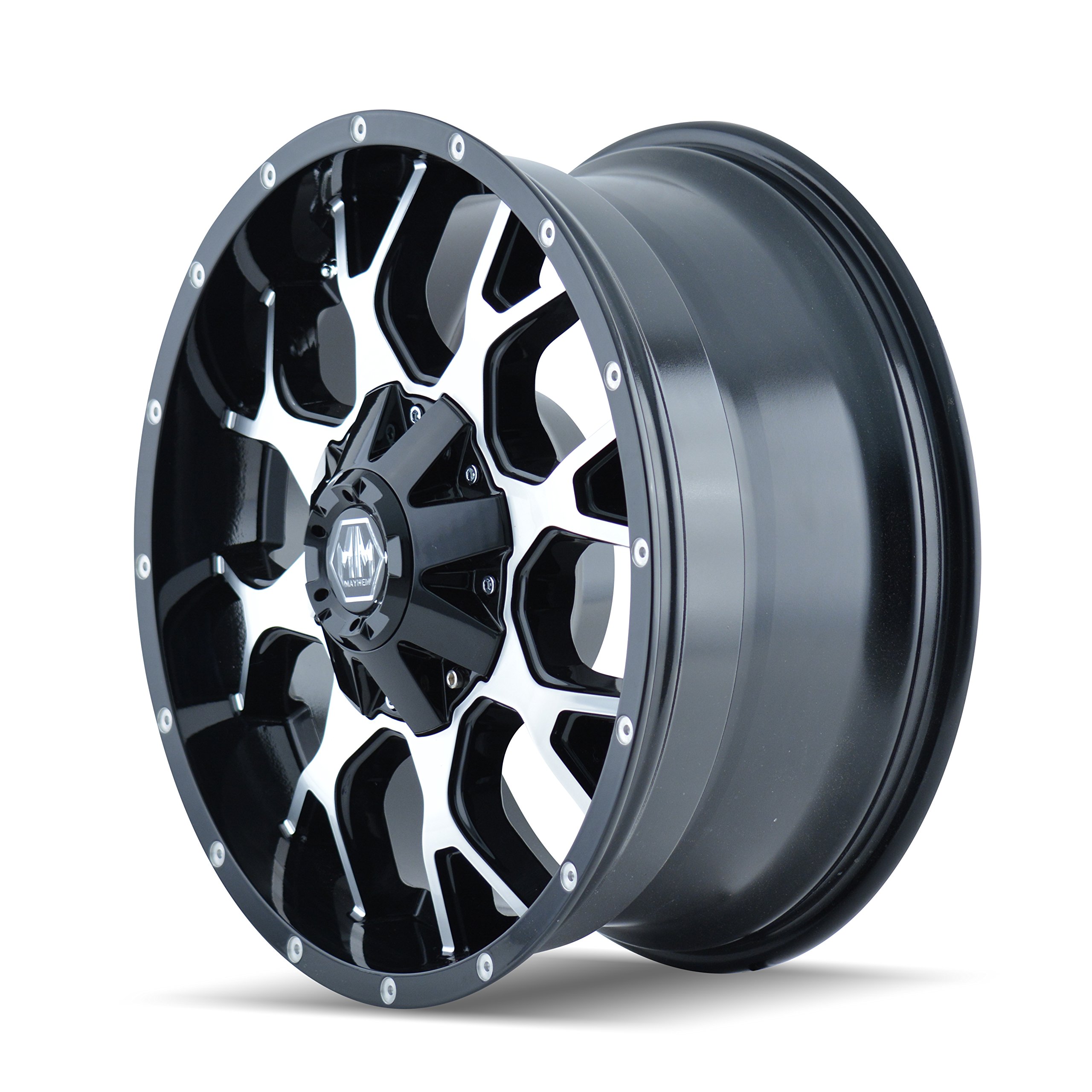 Mayhem Warrior 8015 Black Wheel with Machined Face - 17x9 Inches, 12x139.7mm Bolt Pattern - Perfect for Off-Road Trucks & Jeeps