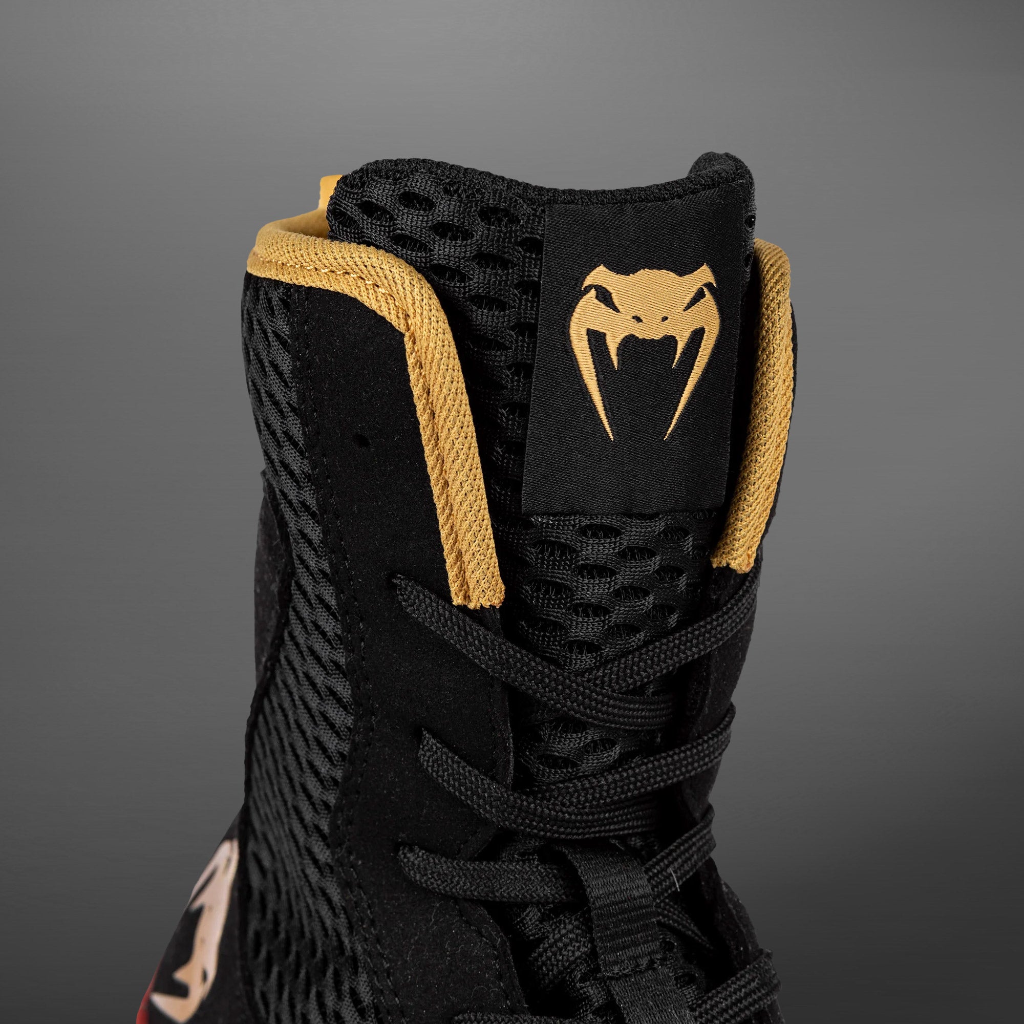 Venum Contender Boxing Shoes for Men - Black/Gold/Red - Lightweight & Breathable MMA Training Shoes for Boxing, Kickboxing & Martial Arts - Perfect for Ring Training & Competition