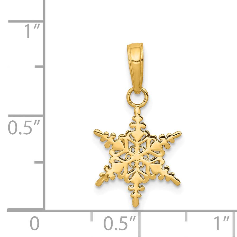 14K Yellow Gold Small Snowflake Pendant Necklace for Women - Elegant Winter Jewelry Gift for Christmas, Anniversary & Special Occasions