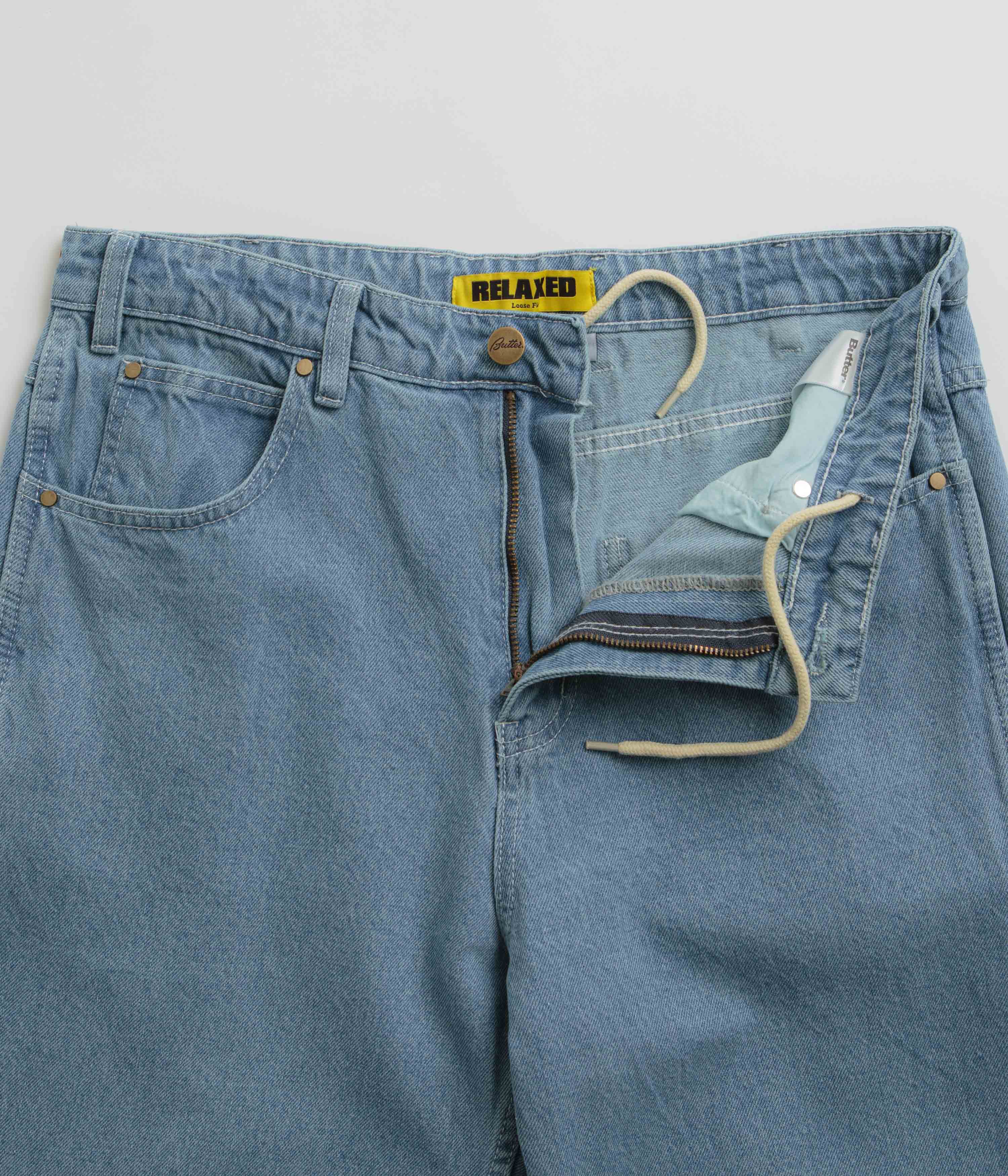 Butter Goods Art Jeans - Mid Blue Wash High Waisted Denim Pants for Women | Casual Streetwear & Vintage Style Outfits