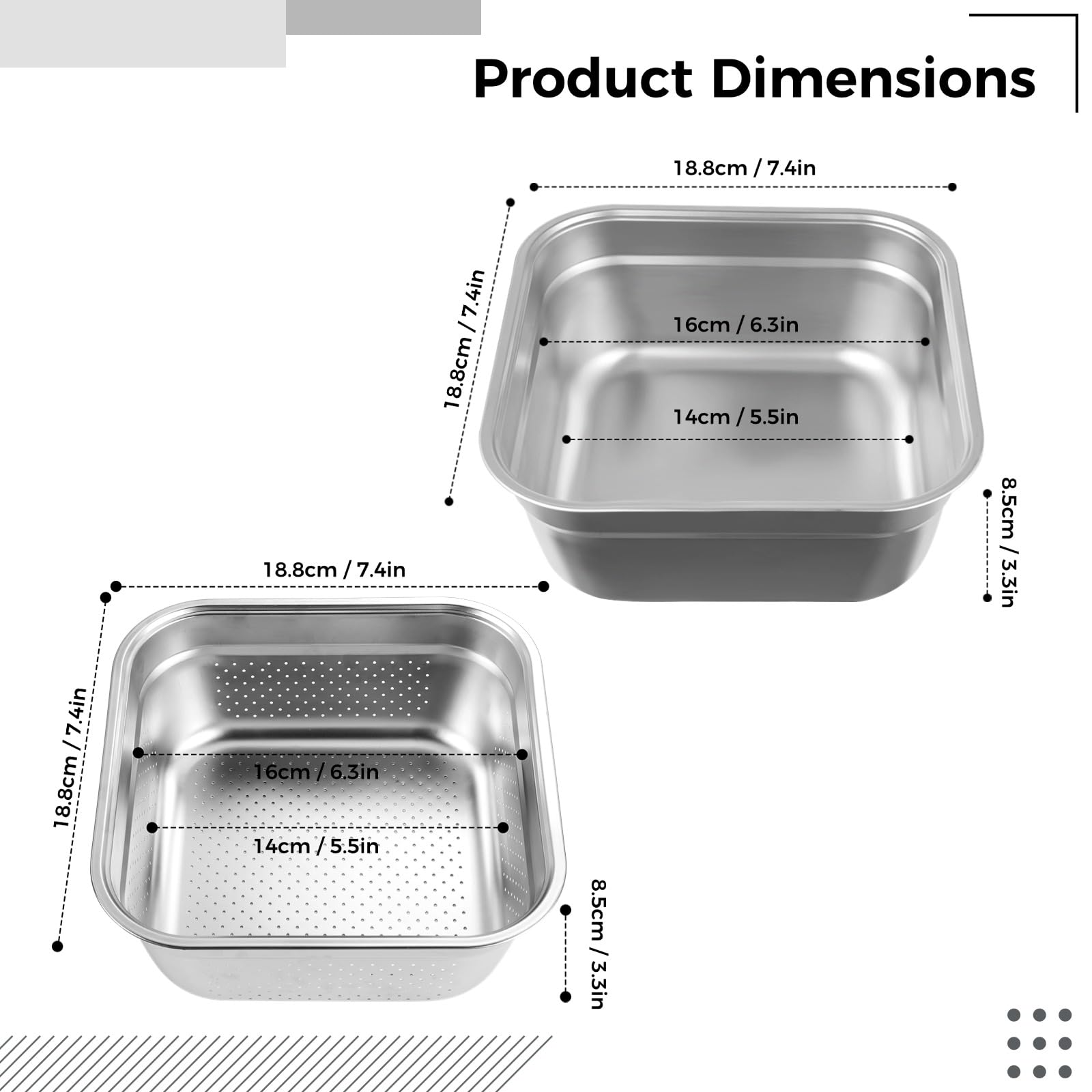 **Yeesport 2-in-1 Stainless Steel Colander & Mixing Bowl Set – Small Fruit & Vegetable Washing Basin, Rice & Pasta Strainer – Multi-Purpose Kitchen Tool for Draining, Washing & Mixing – Perfect for Cooking, Baking & Meal Prep**