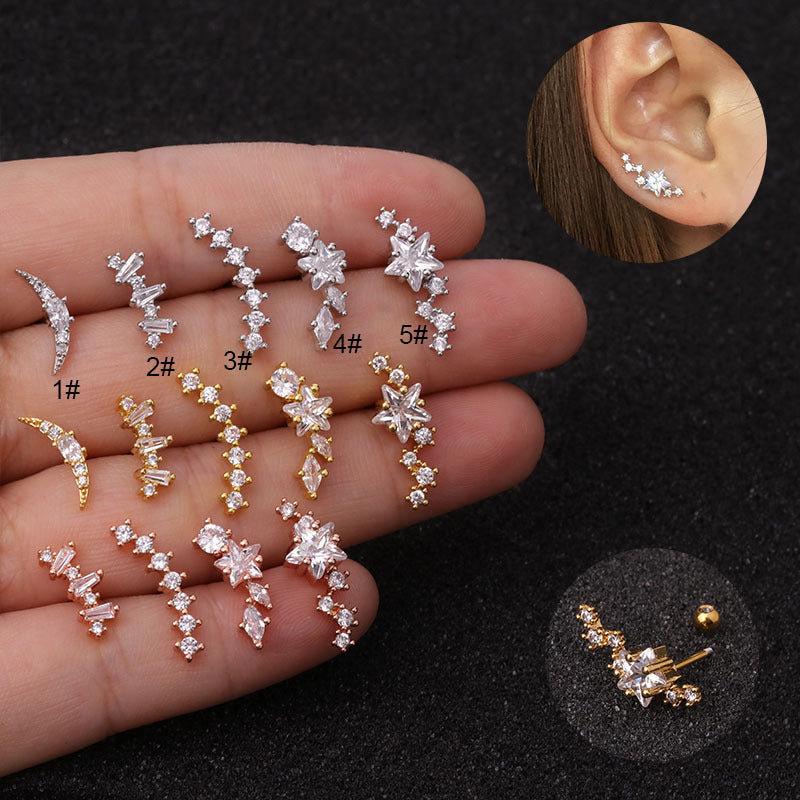 20G Cartilage Long Star Stud Earrings - Hypoallergenic Stainless Steel Body Jewelry for Women | Perfect for Piercing, Daily Wear & Special Occasions