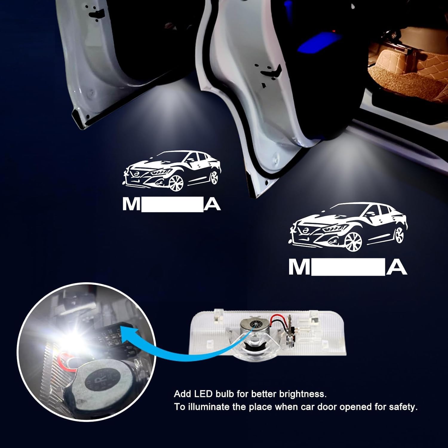 Upgrade Your Maxima 2004-2022 with No Fade Car Door Lights Logo - Durable Puddle Lights & Welcome Lights Accessories (2PCS) for Enhanced Nighttime Safety & Style