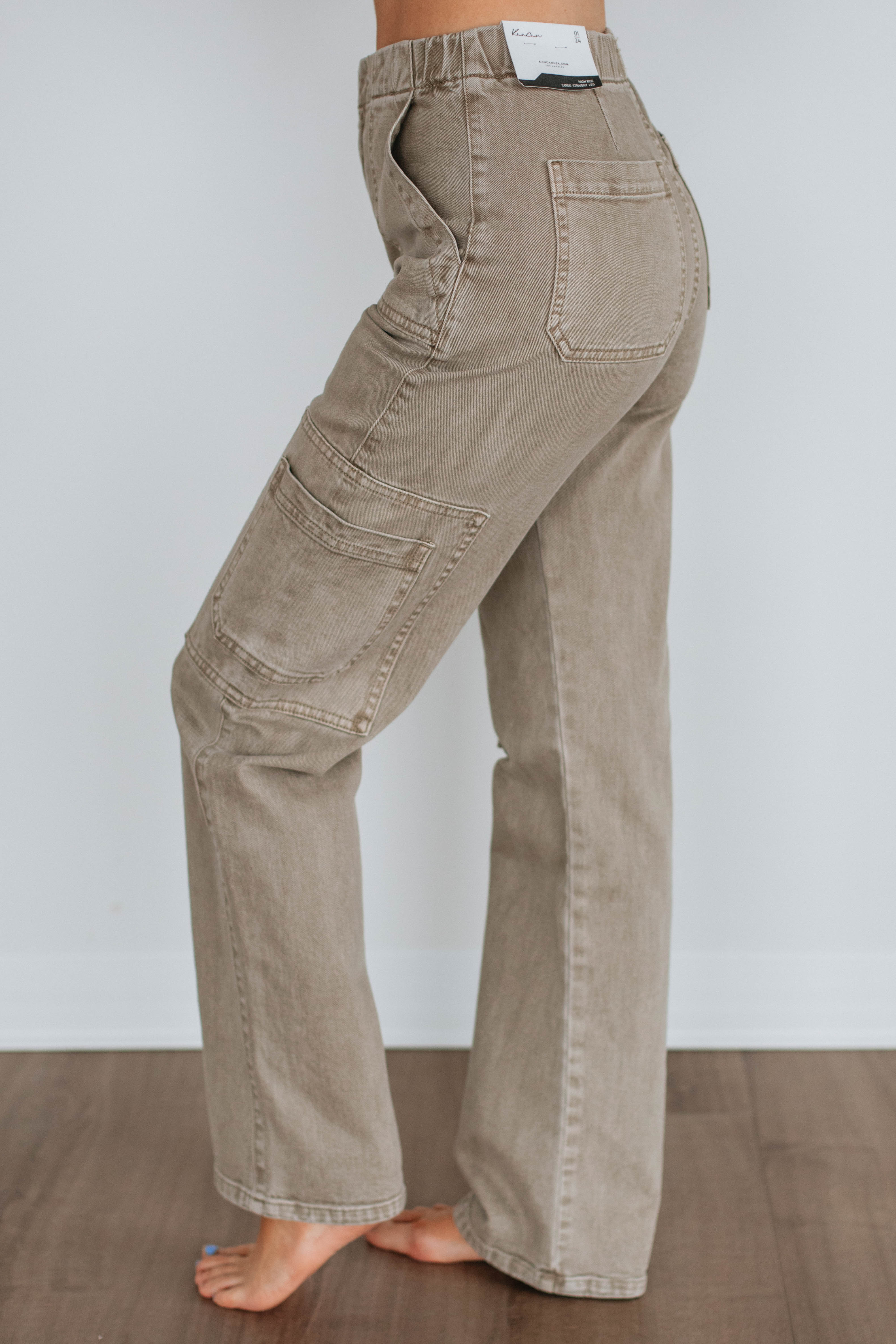 Aubrey KanCan Women's High Waist Skinny Jeans - Khaki | Stretch Denim Pants for Casual Wear & Everyday Outfits