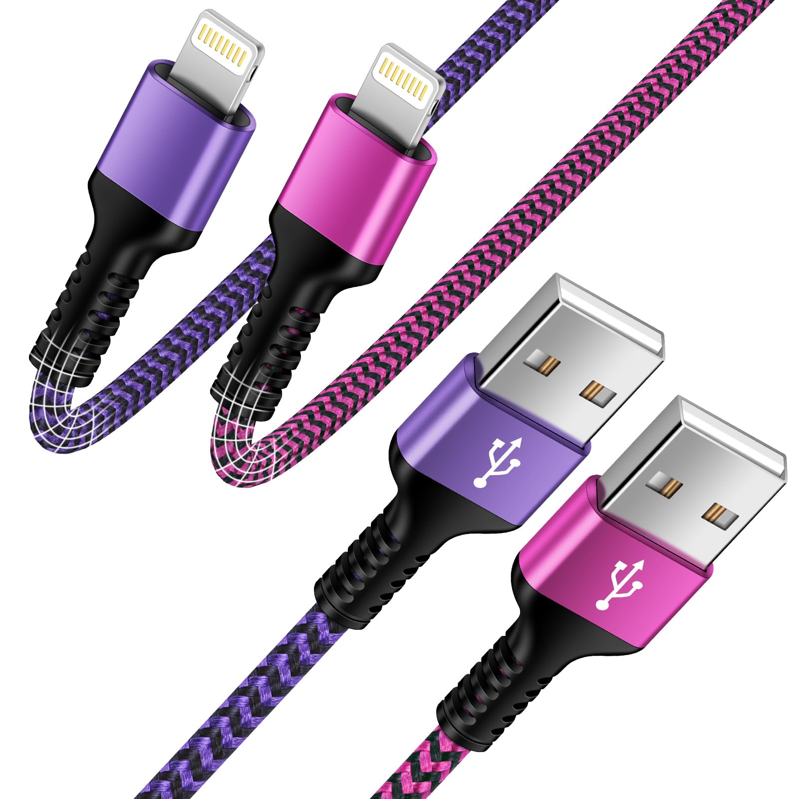 Fast Charging iPhone & AirPods Cable - 2 Pack 1.8M USB to Lightning Cable Compatible with iPhone 14/13/12/11/Pro Max/X/XR/XS/8 Plus & iPad/AirPods Pro | Perfect for Home, Office & Travel Charging