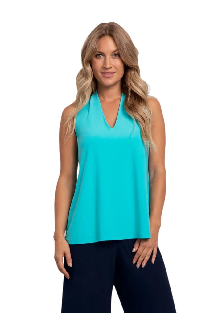Sympli Women's Deep V Neck Trapeze Tank Top Style 21191 - Flowy Casual & Layering Top for Summer Outfits