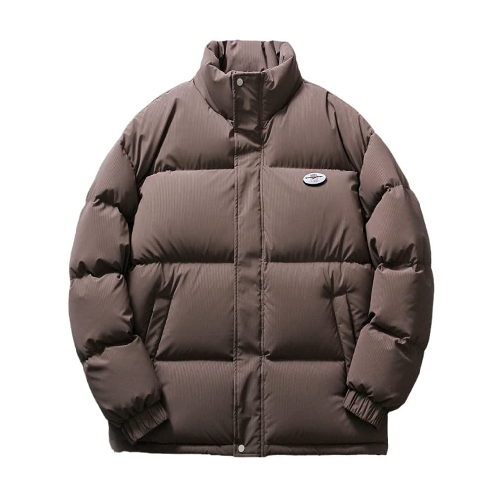 Men's Winter Jacket - Warm Cotton Padded Parka Coat with Hood, Windproof & Insulated (Asian-XL, Coffee Brown) - Perfect for Outdoor Activities, Snowboarding & Cold Weather Fashion