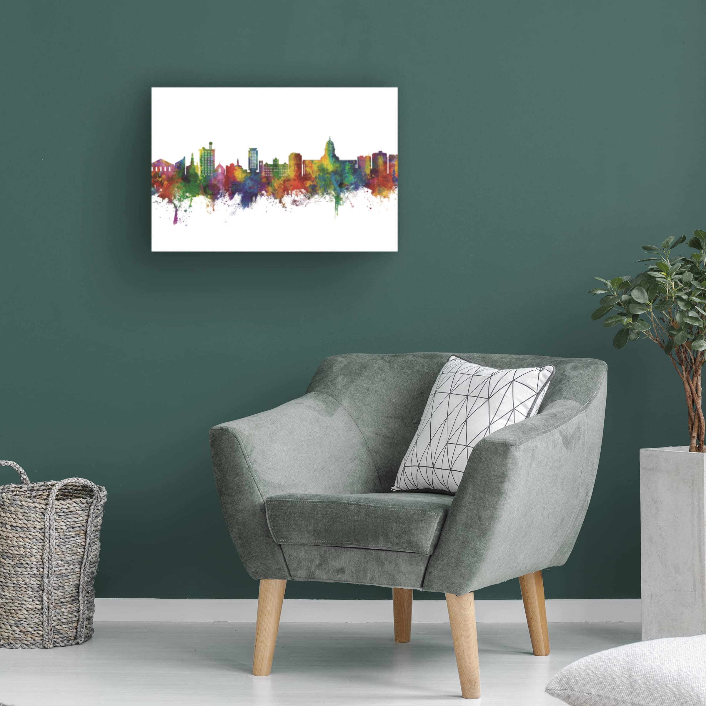 Michael Tompsett Madison Wisconsin Skyline Canvas Art Print - Modern Cityscape Wall Decor for Living Room, Office & Bedroom - Perfect Gift for Home & Business