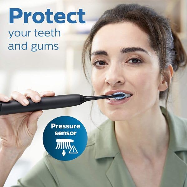 Philips Sonicare ExpertClean 7500 Black Rechargeable Electric Toothbrush with Pressure Sensor & 3 Modes - HX9690/05 for Deep Cleaning & Gum Care at Home or Travel