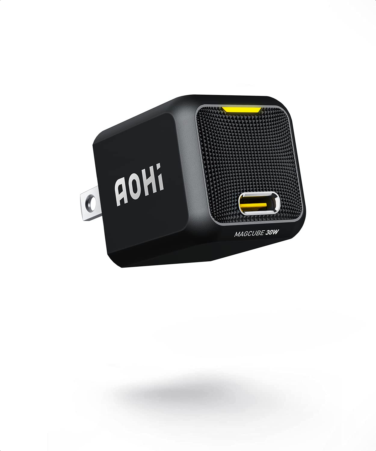 AOHI Magcube 30W PD Fast GaN Charger - Compact USB C Wall Charger for iPhone 14/13/12 Series, MacBook, iPad Pro, Galaxy S21 & Pixel | Fast Charging at Home, Office & Travel | Black
