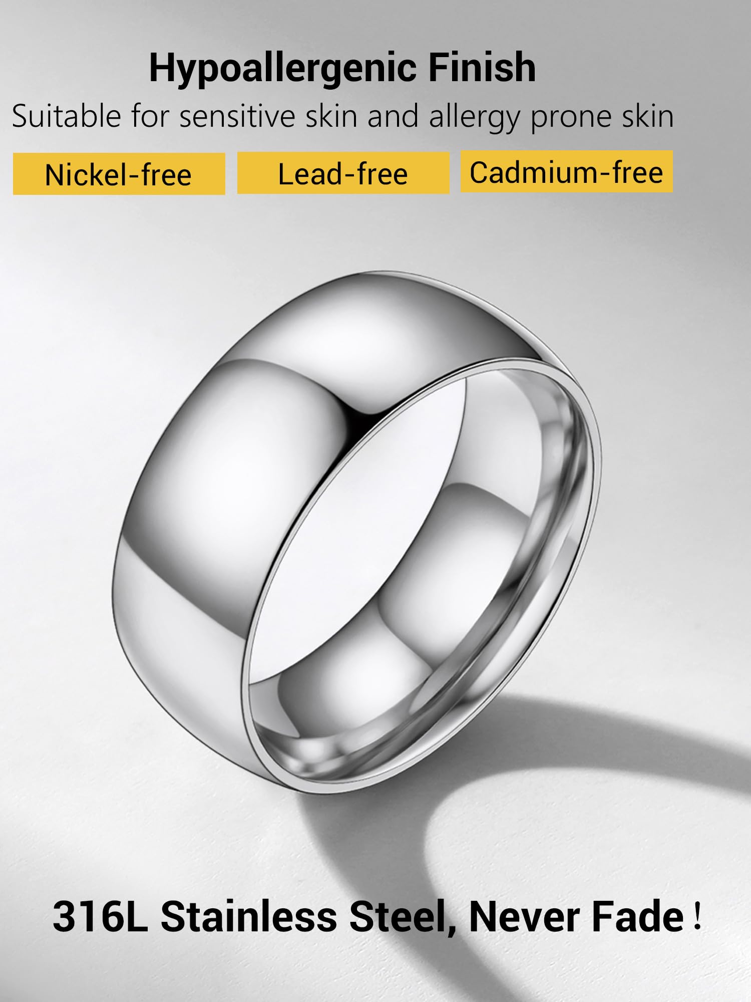 PROSTEEL Men's Stainless Steel Wedding Rings - 2mm/4mm/6mm/8mm Width Band Ring Set with Gift Box - Perfect for Engagements, Anniversaries & Everyday Wear