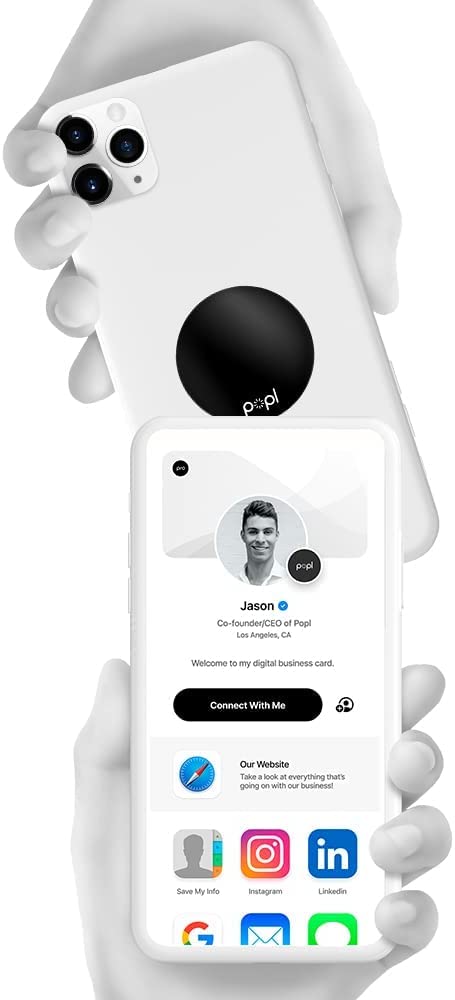 **Popl Dot Digital Business Card for iPhone & Android - NFC Tap & QR Scan to Share Contacts, Social Media, Payments & More - Sleek Flat Black (2 Pack) - Perfect for Networking, Sales & Events**