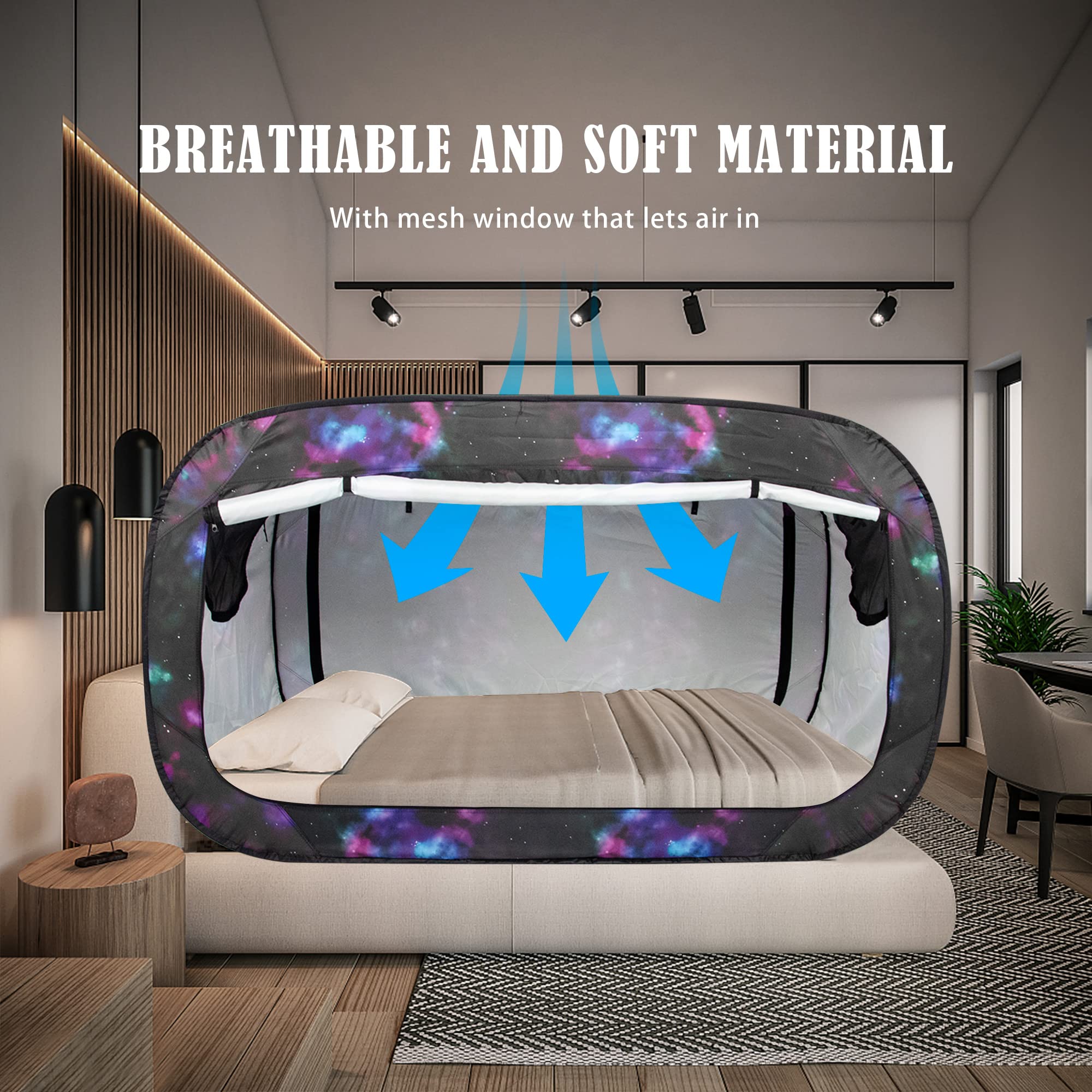 Portable Bed Tent Canopy for Kids & Adults - Breathable Indoor Sleeping Tent with 2 Doors, Privacy Space for Bedroom, Camping & Relaxation