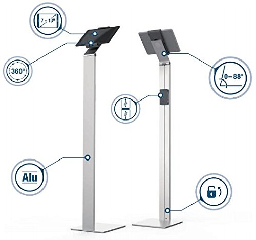 Premium Aluminum Tablet Floor Stand - Anti-Theft Lockable & 360° Rotatable | Universal Stand for 7-13