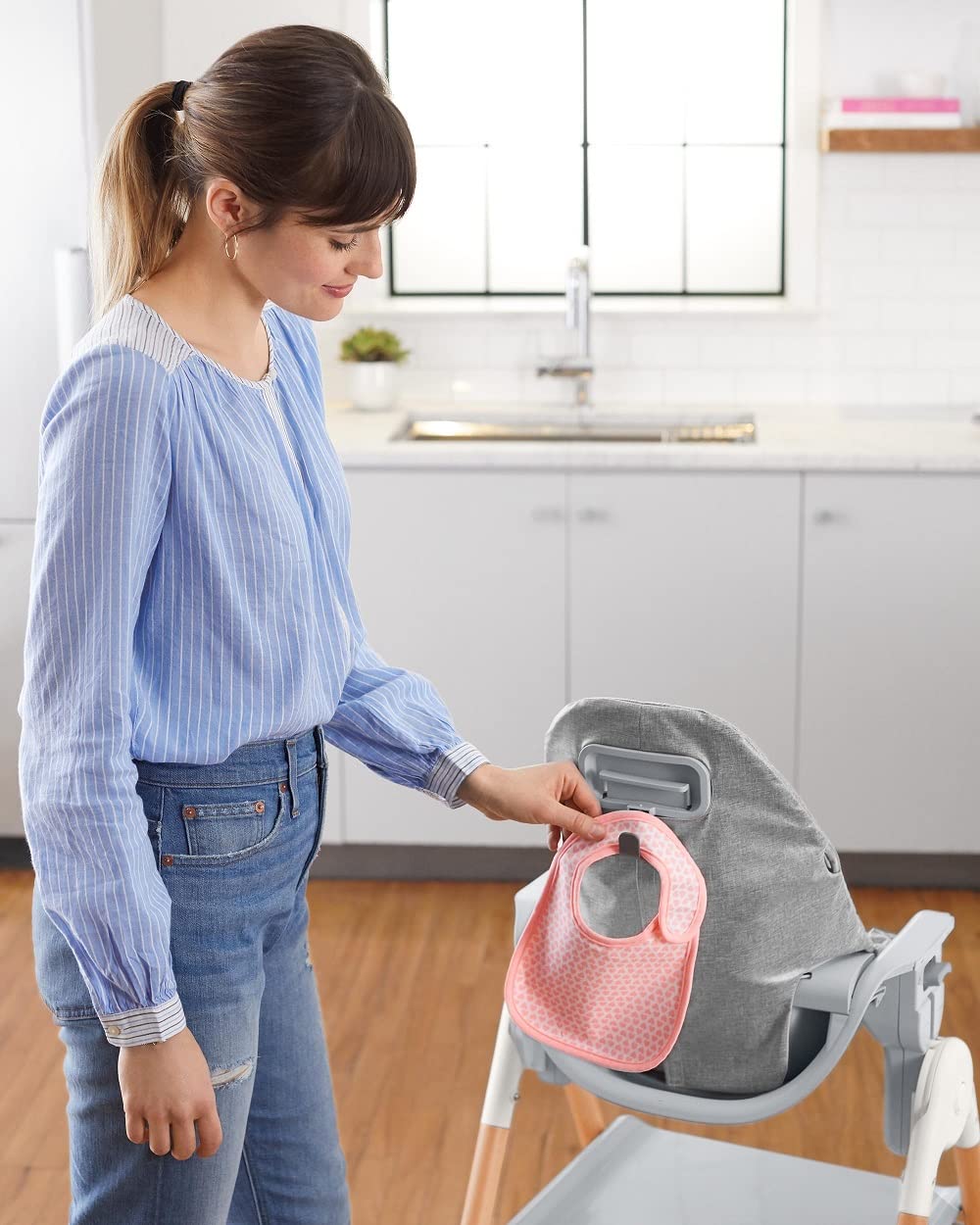 Skip Hop 2-in-1 High Chair - Convertible Sit-to-Step Toddler Booster Seat for Babies & Kids | Perfect for Dining, Kitchen & Travel Use