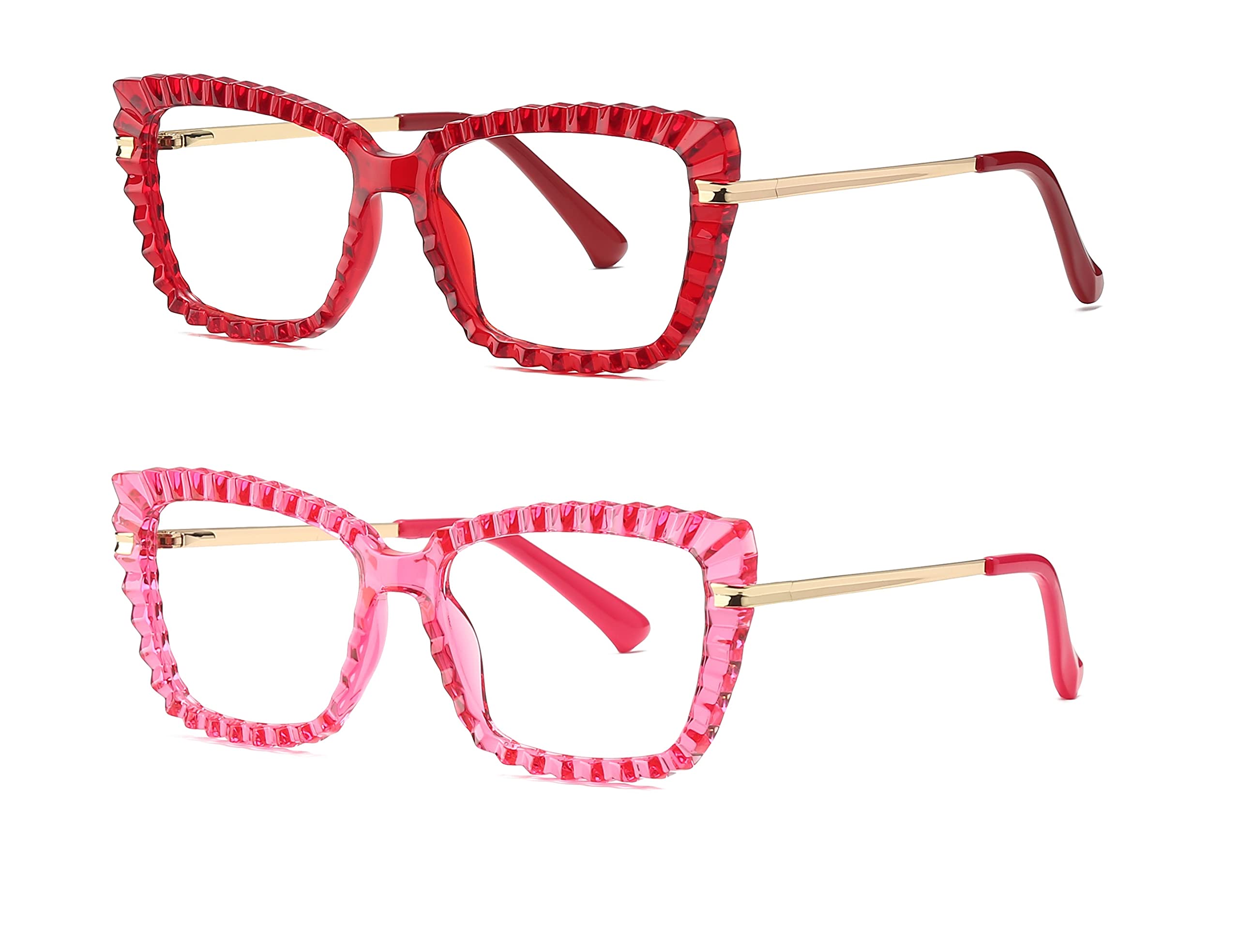 2 Pack Blue Light Blocking Glasses for Women - Anti Eyestrain Computer Glasses & Reading Glasses with Stylish Frame - Perfect for Office Work, Gaming & Screen Time Protection
