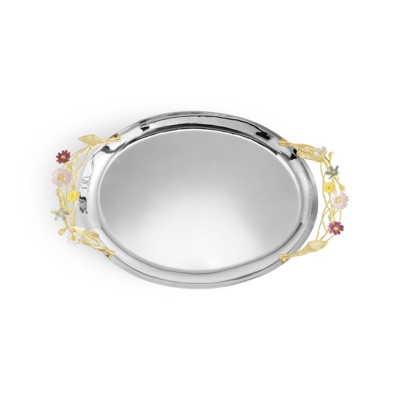 Wildflowers Medium Oval Tray - Handmade Decorative Serving Tray for Home Decor, Dining & Gift Giving | Perfect for Coffee Tables, Kitchen Countertops & Wedding Centerpieces