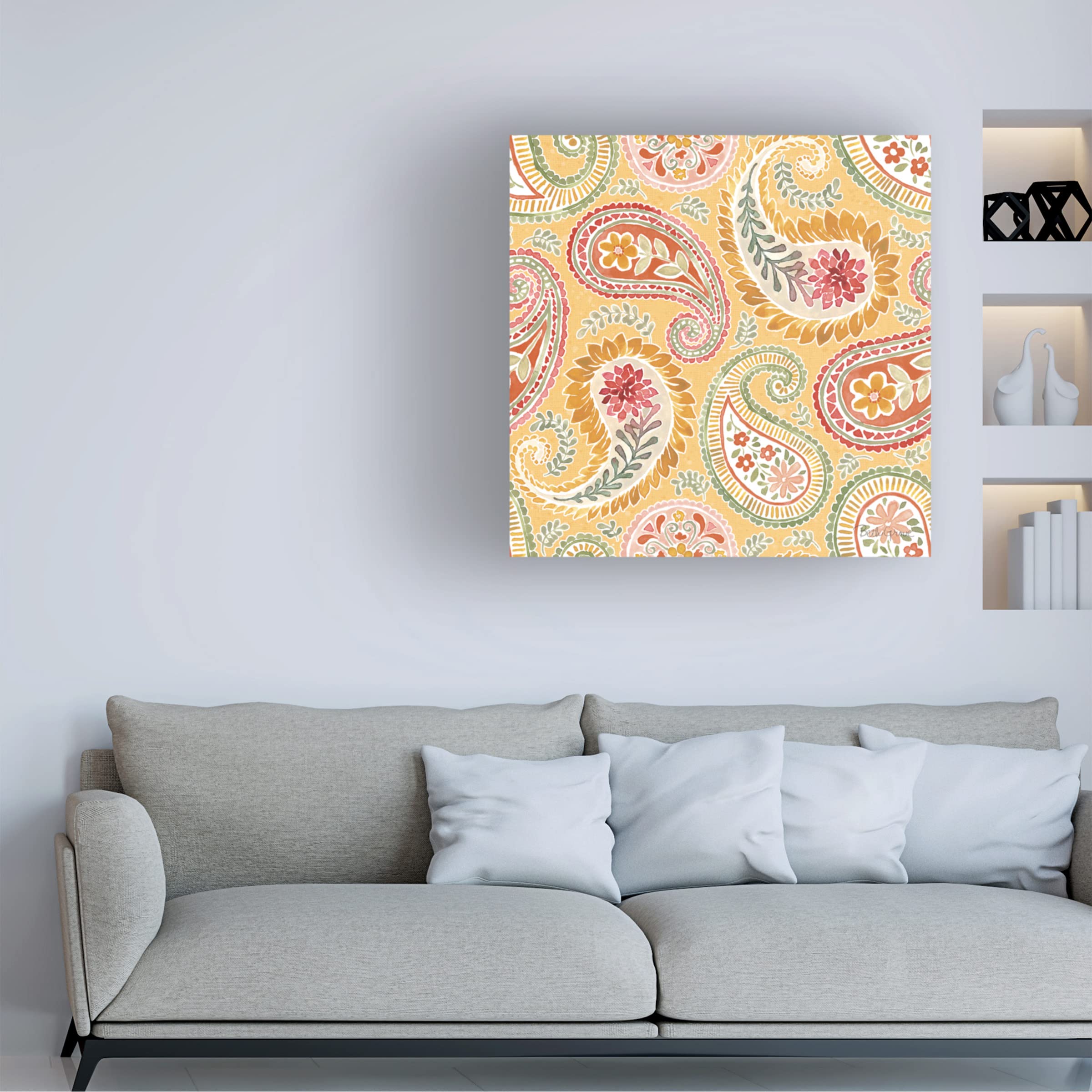 Beth Grove 'Harvest Bouquet Pattern IIIE' Floral Canvas Wall Art - Handmade Oil Painting Reproduction for Living Room, Bedroom & Office Decor