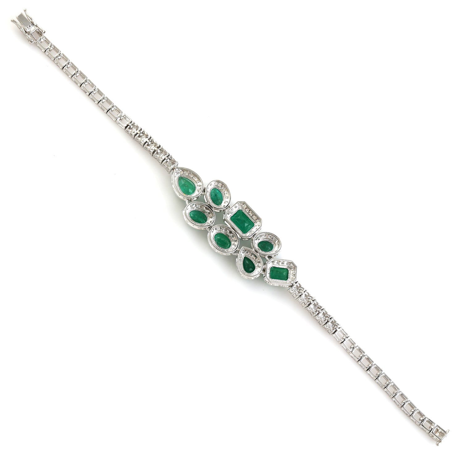 Emerald May Birthstone Pave Diamond Bracelet - 14K White Gold Adjustable Designer Jewelry for Women | Perfect Birthday Gift, Anniversary Present & Everyday Elegance