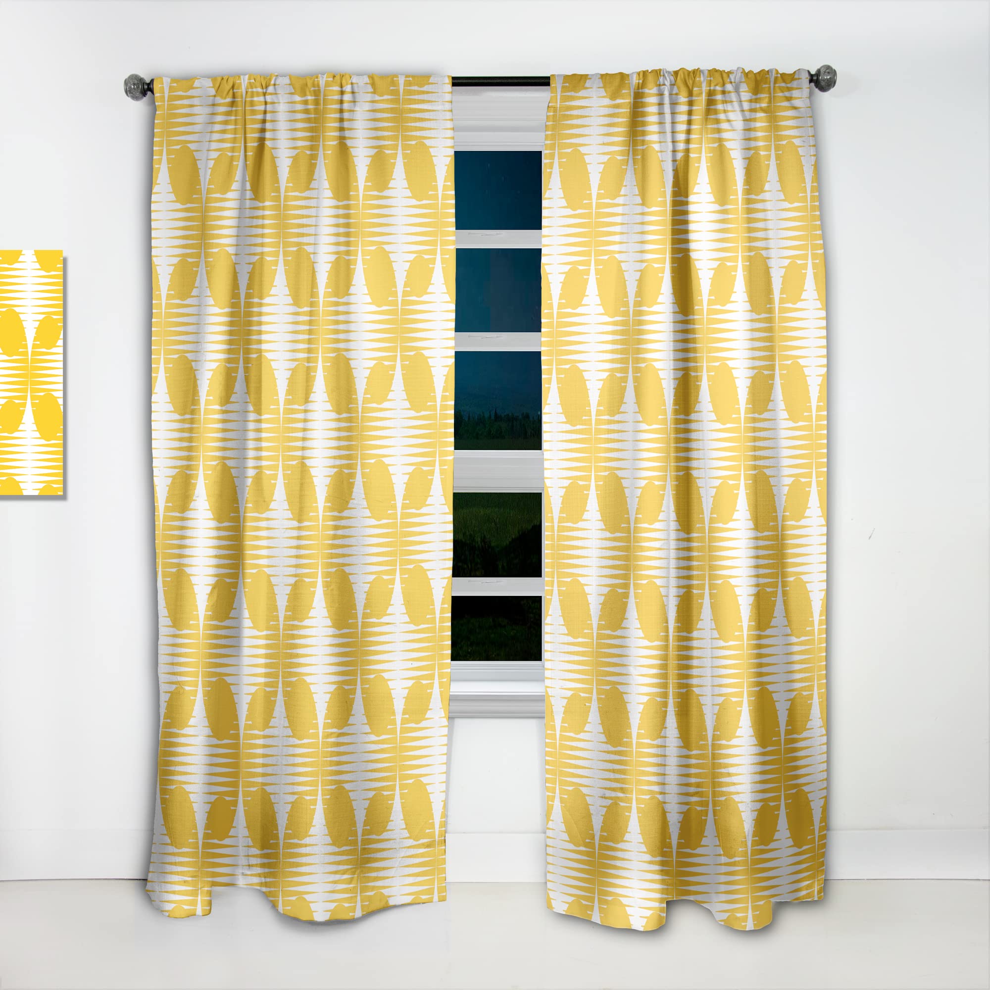 DesignQ Abstract Retro Geometric Pattern IV Thermal Insulated Curtains - Single Panel 52x120 Inches - Perfect for Bedroom & Living Room Blackout Drapes | Home Decor & Window Treatment