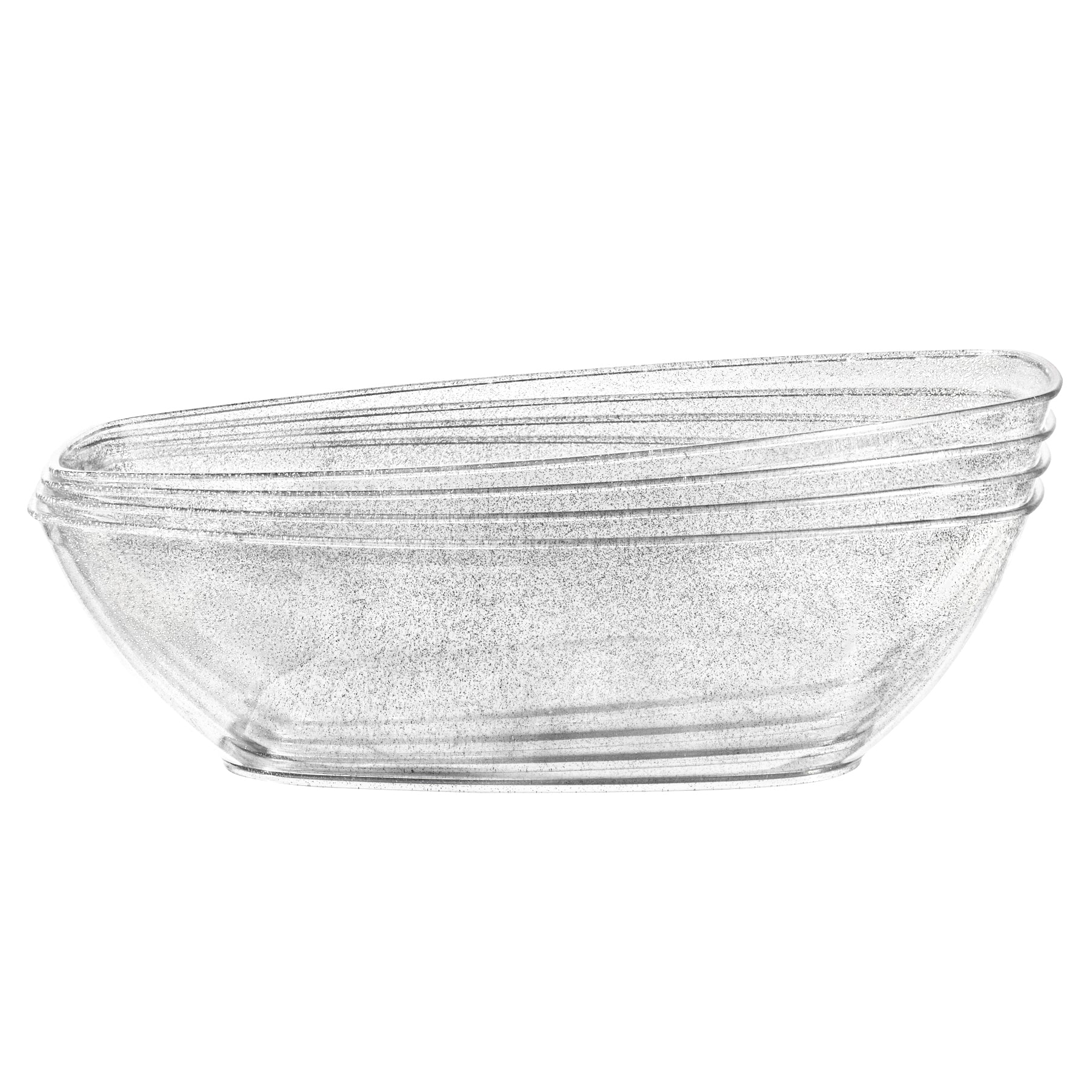 72 oz. Silver Glitter Oval Salad Bowl - Set of 4 - Perfect for Parties, Weddings, and Holiday Gatherings
