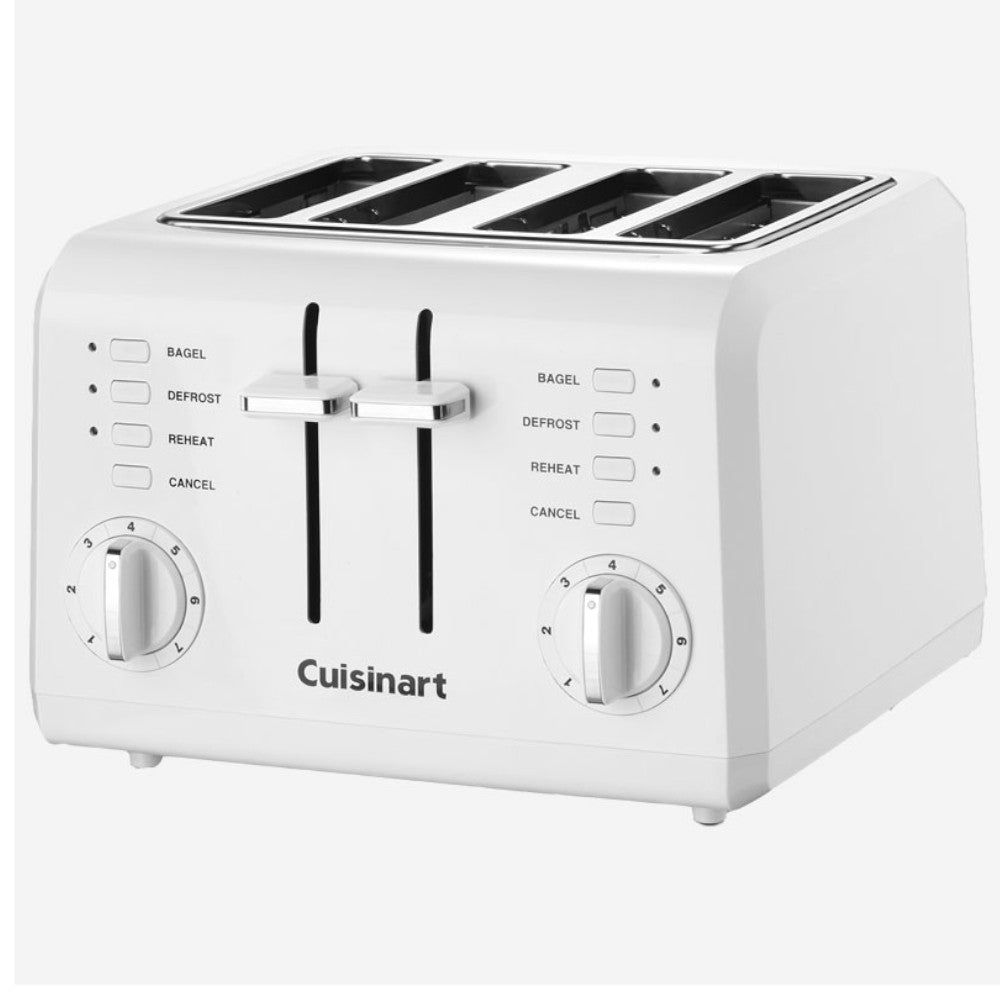 Cuisinart CPT-142C 4-Slice Compact Toaster - White | Perfect for Small Kitchens, Dorms & Breakfast Nooks | Fast, Even Toasting for Bagels, Bread & Pastries