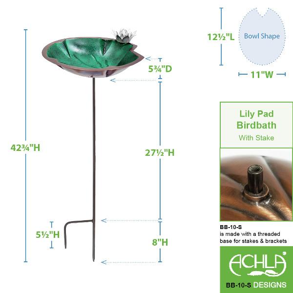Lilypad Birdbath - Decorative Garden Bird Bath with Natural Leaf Design for Outdoor Bird Watching & Garden Decor