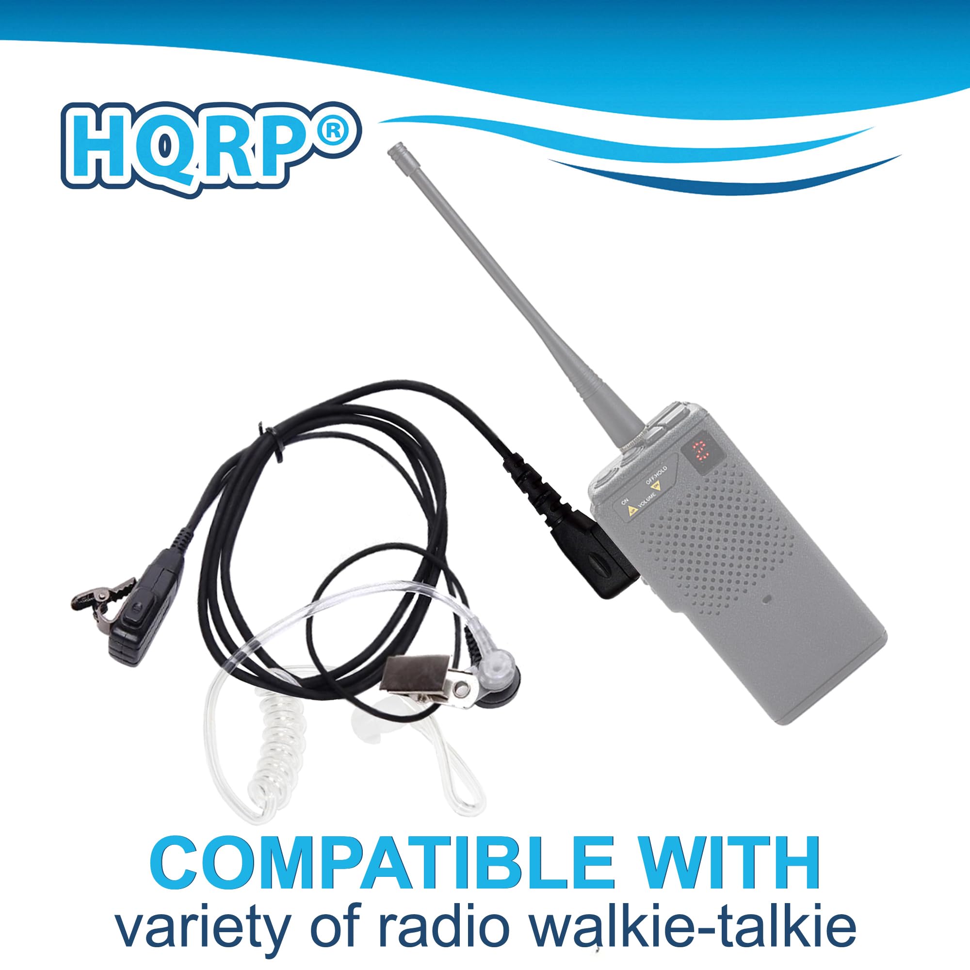 HQRP 2 Pin Acoustic Tube Earpiece Headset Microphone Compatible with ICOM IC-04E IC-12A IC-12A(T) IC-12AT Sun Meter - Clear Communication for Radio Operators Security Personnel and Outdoor Enthusiasts